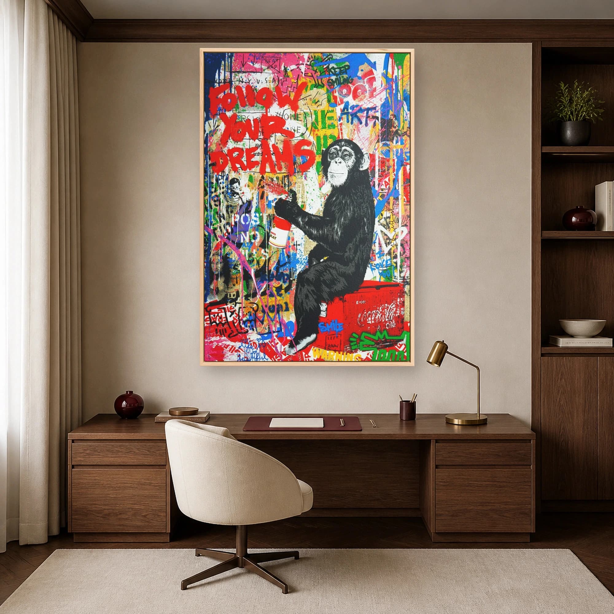 Graffiti Chimpanzee Street Art Canvas Print, view 6