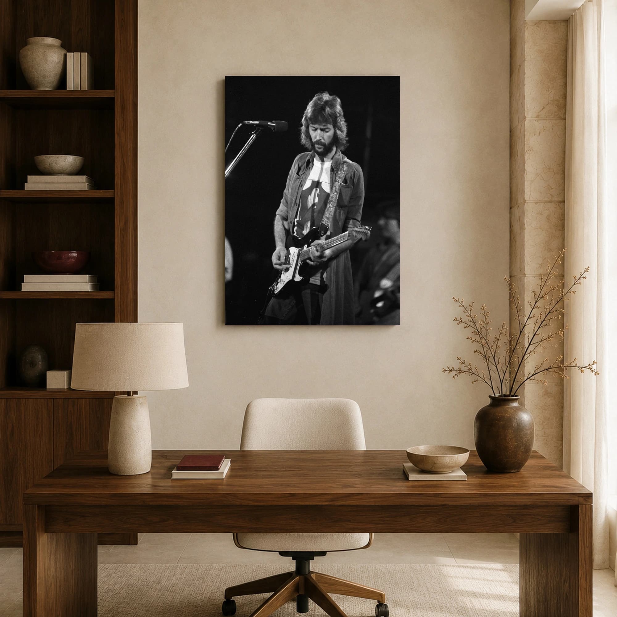 Eric Clapton Live Performance Vintage Black and White Wall Art, view 8