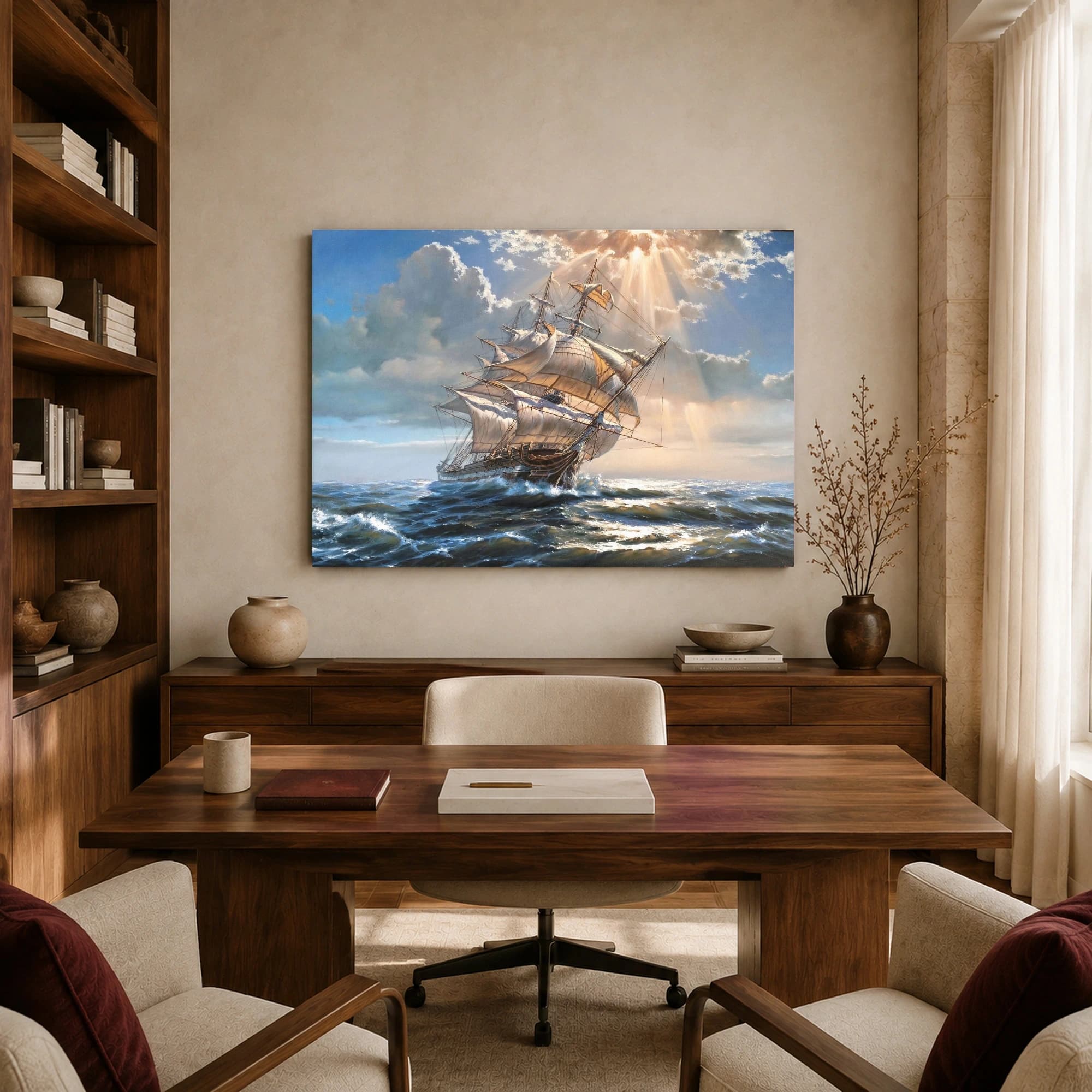 Tall Ship Sailing on Ocean Waves Canvas Print, view 8