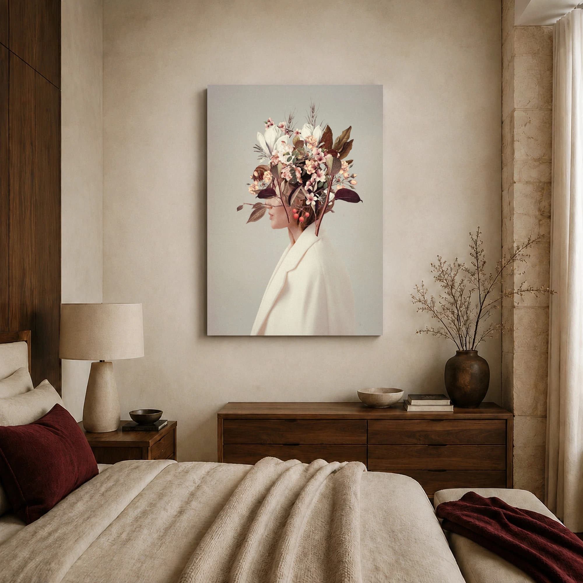 Floral Mind Surreal Botanical Portrait Canvas Print, view 7