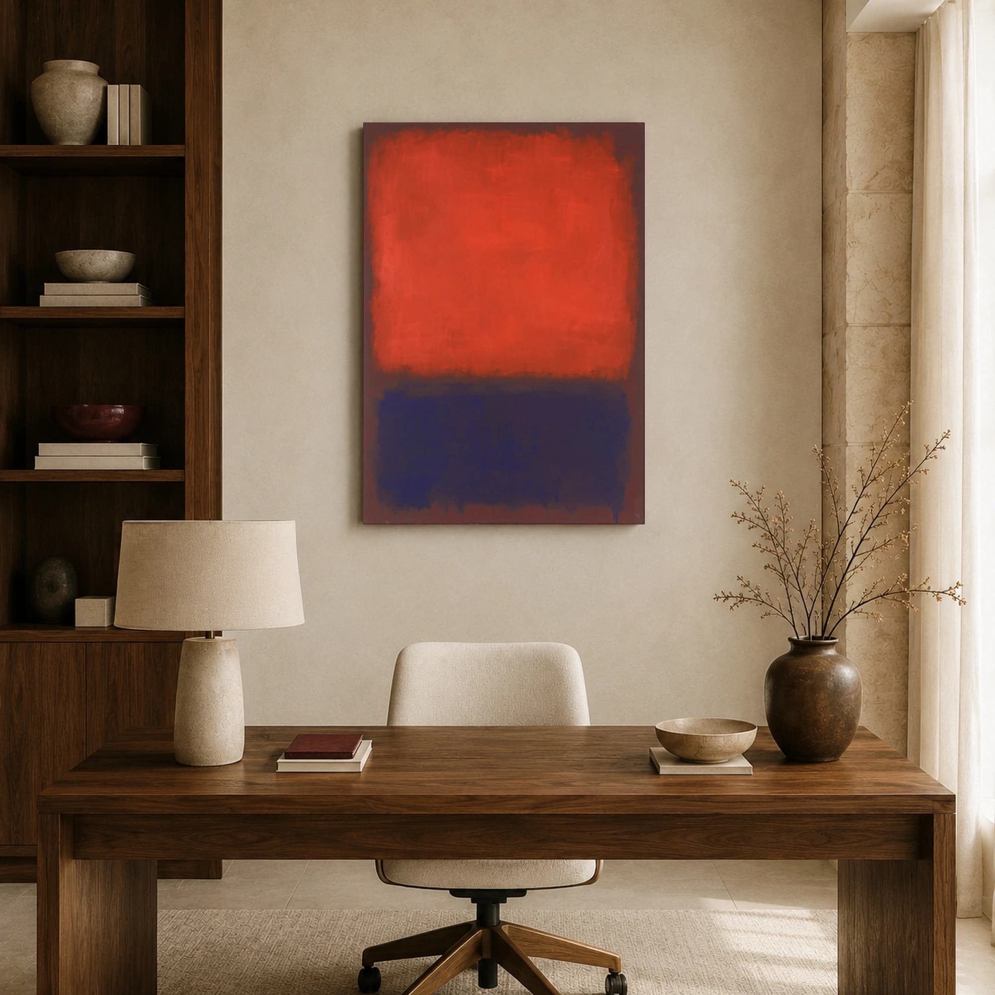 Rust and Blue Abstract Color Field Canvas Print, view 7
