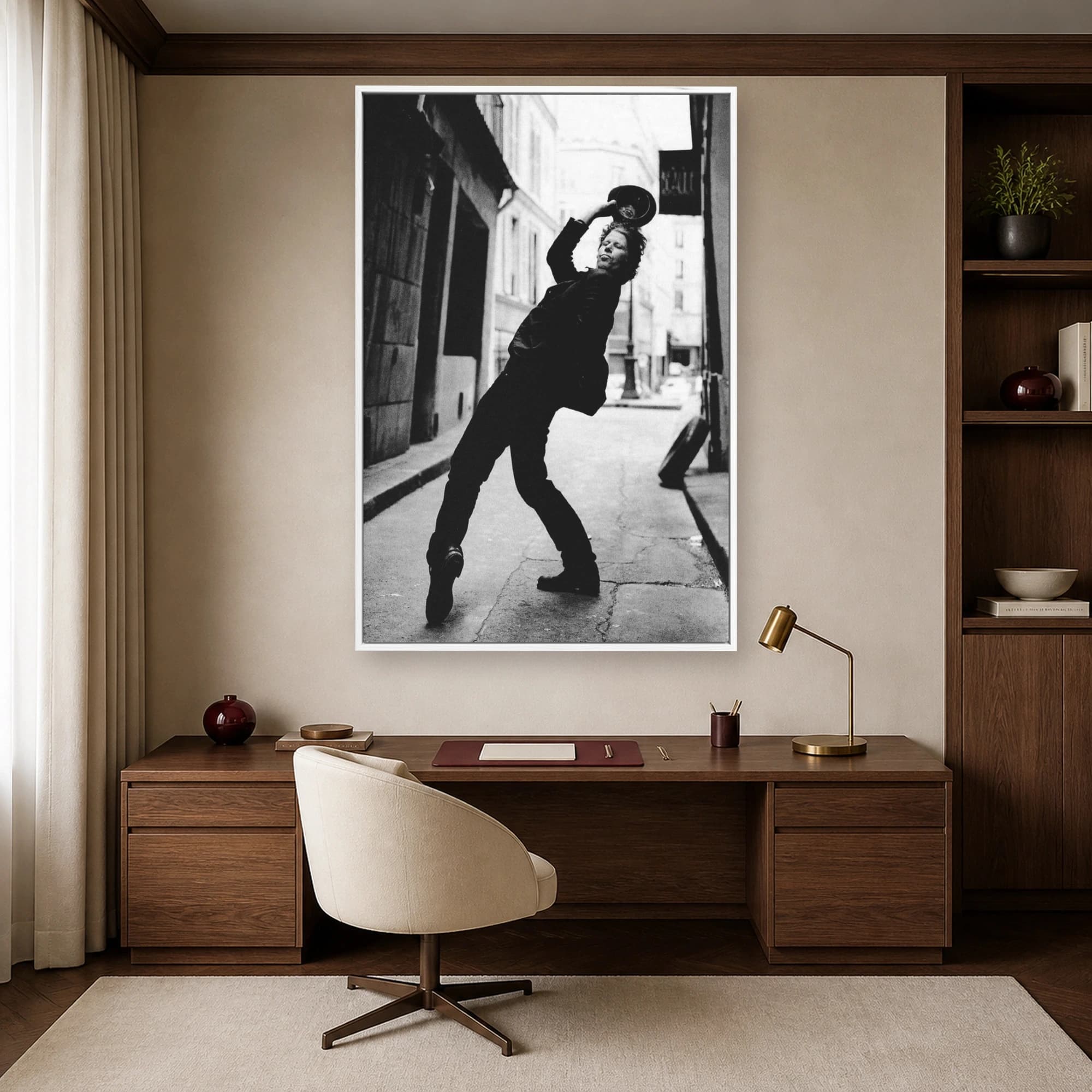 Tom Waits Iconic Alleyway Lean Black and White Music Photography Print, view 7