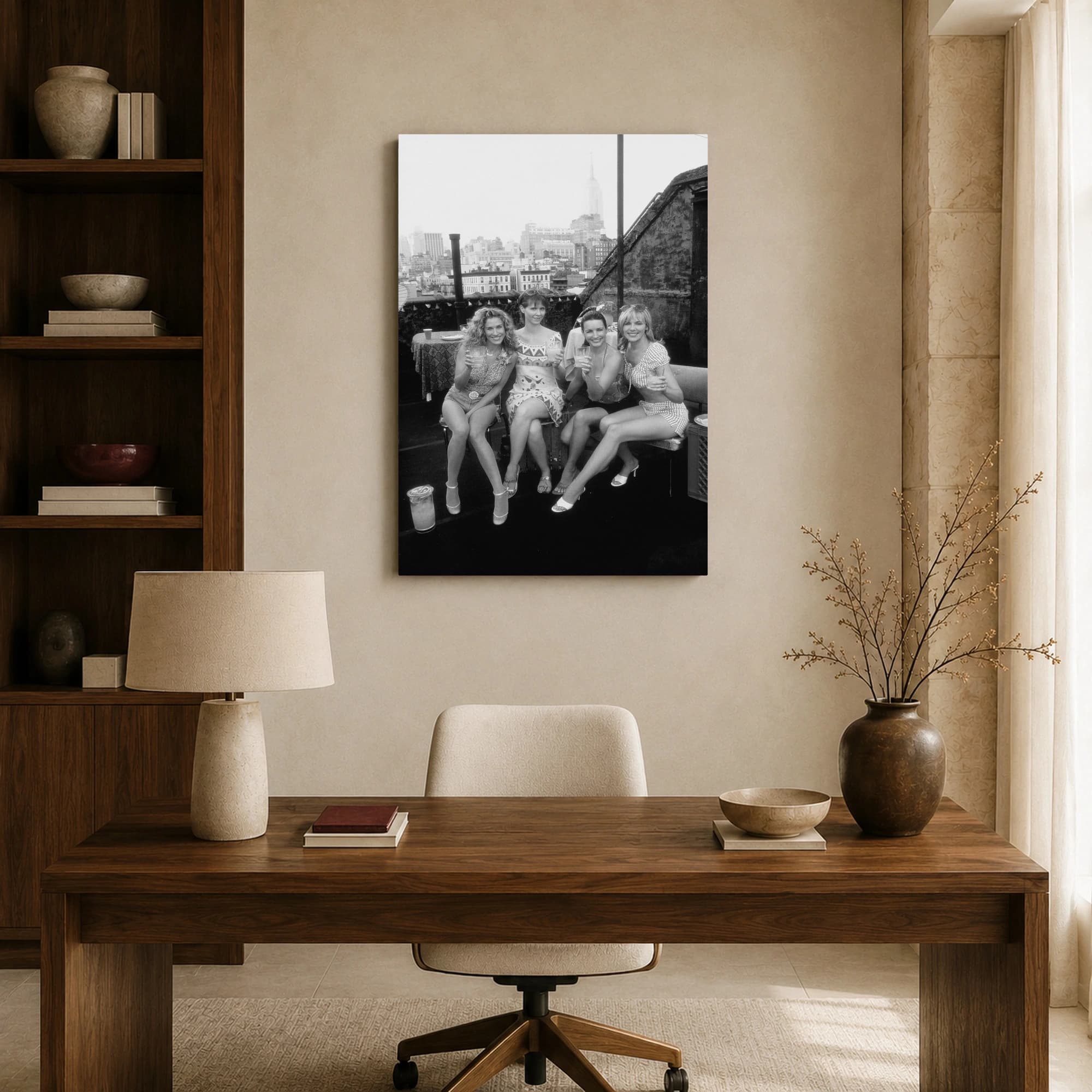 Sex and the City Rooftop Toast Black and White Art Print, view 8