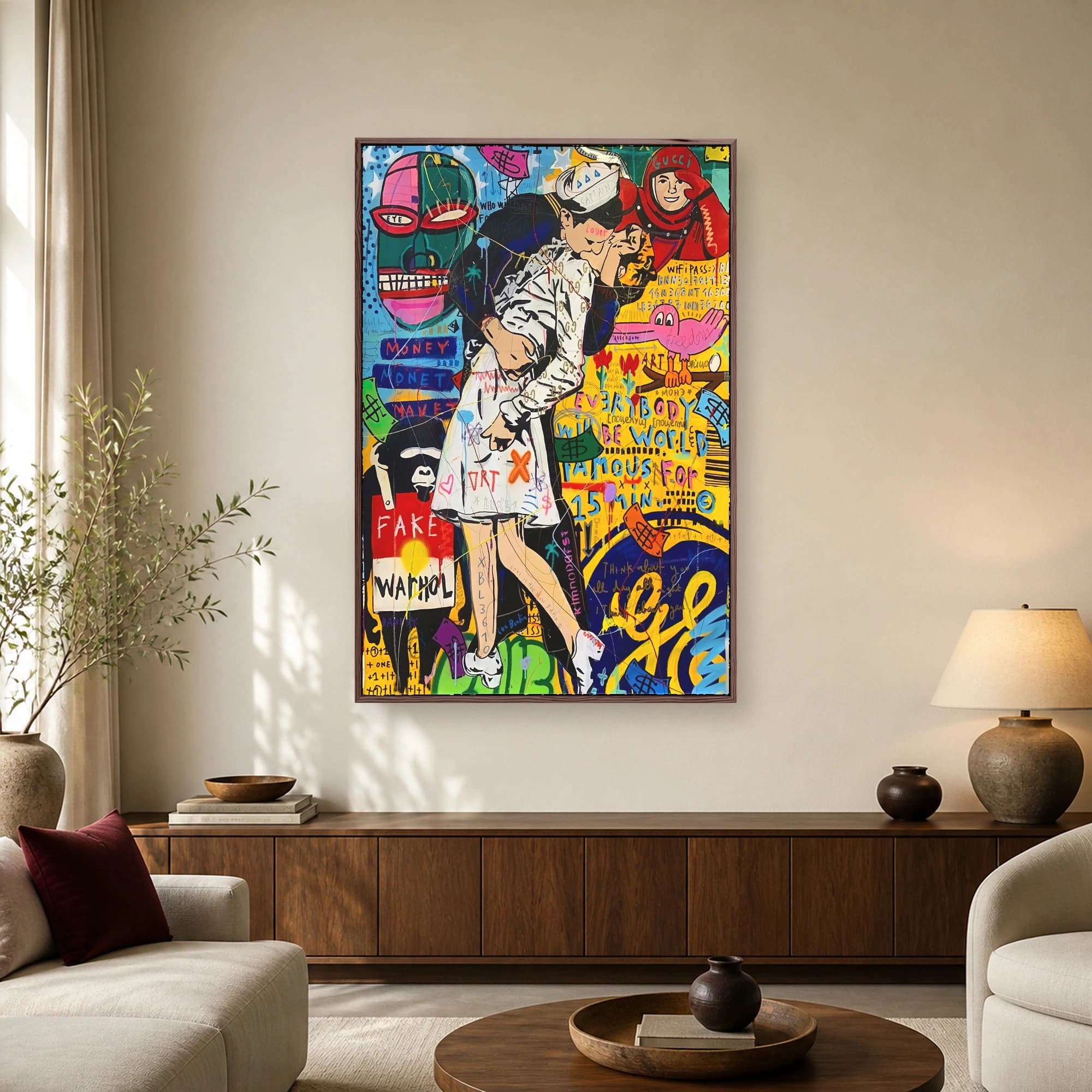 Neo-Pop V-J Day Street Art Kiss Canvas Print, view 2
