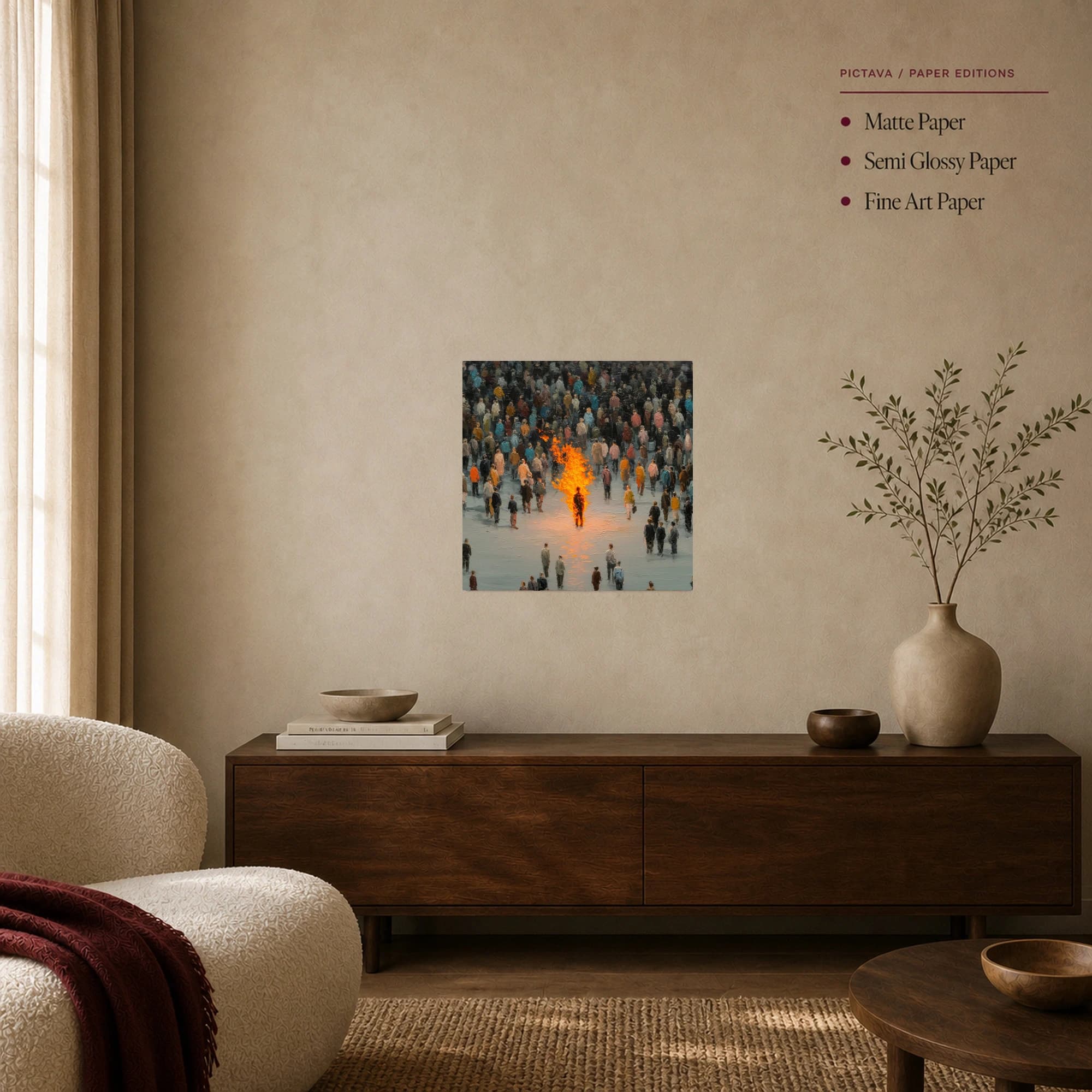 The Burning Figure Surrealist Crowd Wall Art, view 8