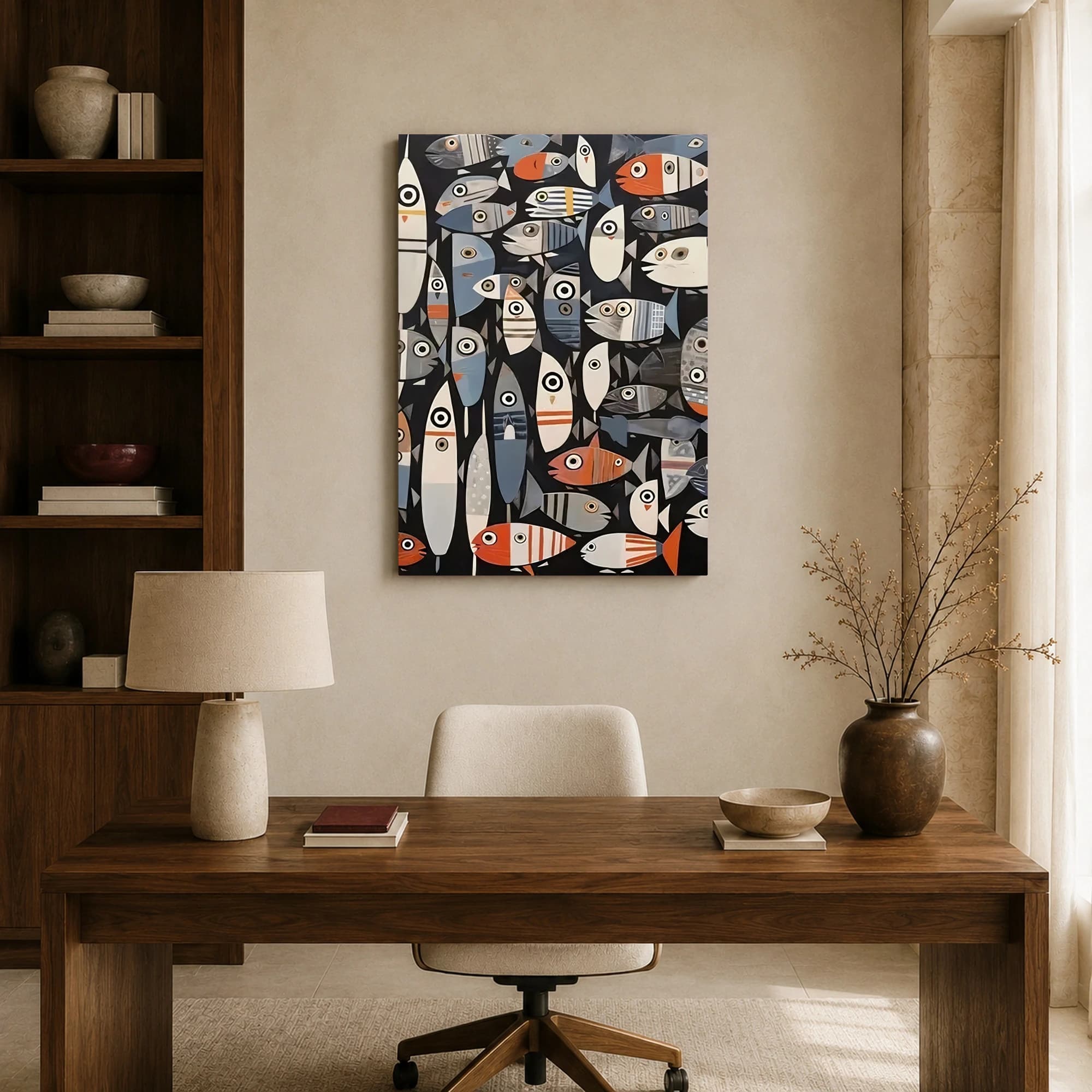 School of Stylized Fish Modern Abstract Wall Art, view 8