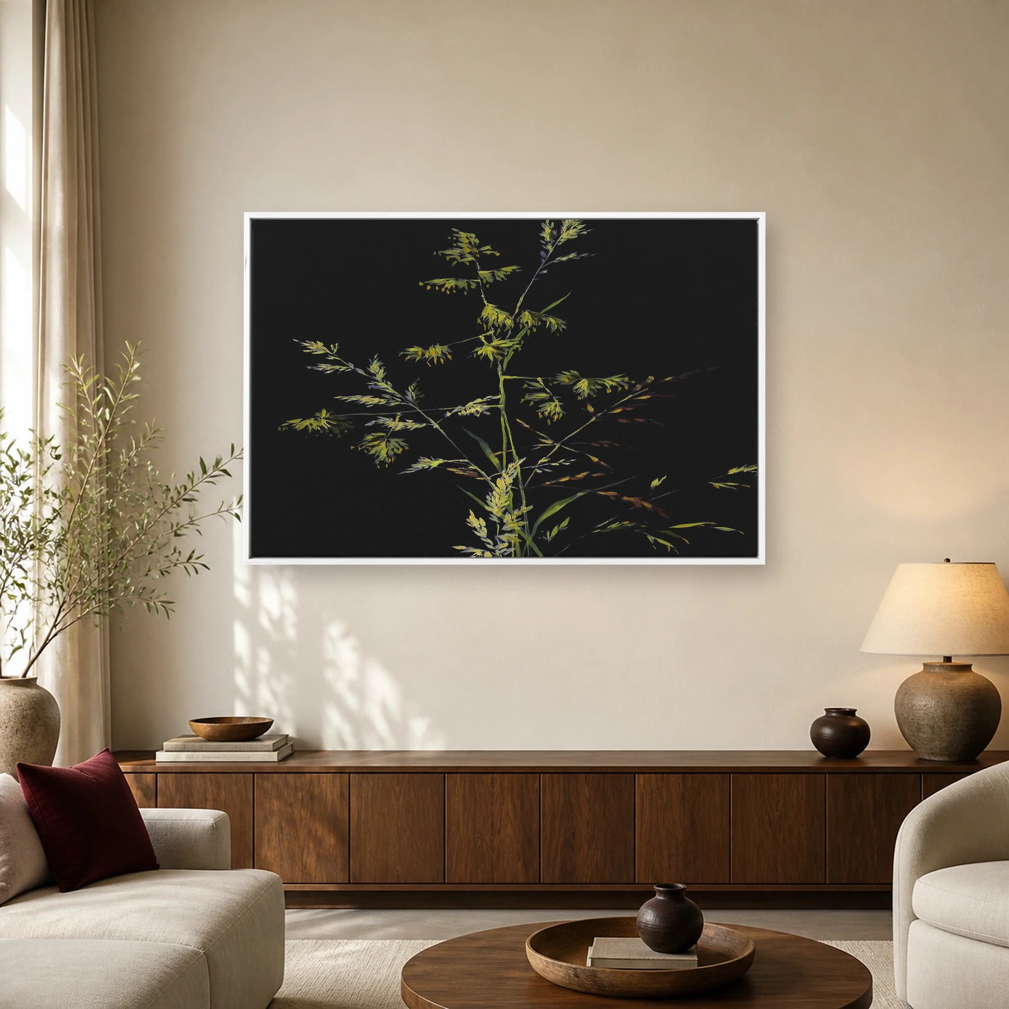 Nocturnal Botanical Grasses Canvas Art, view 2