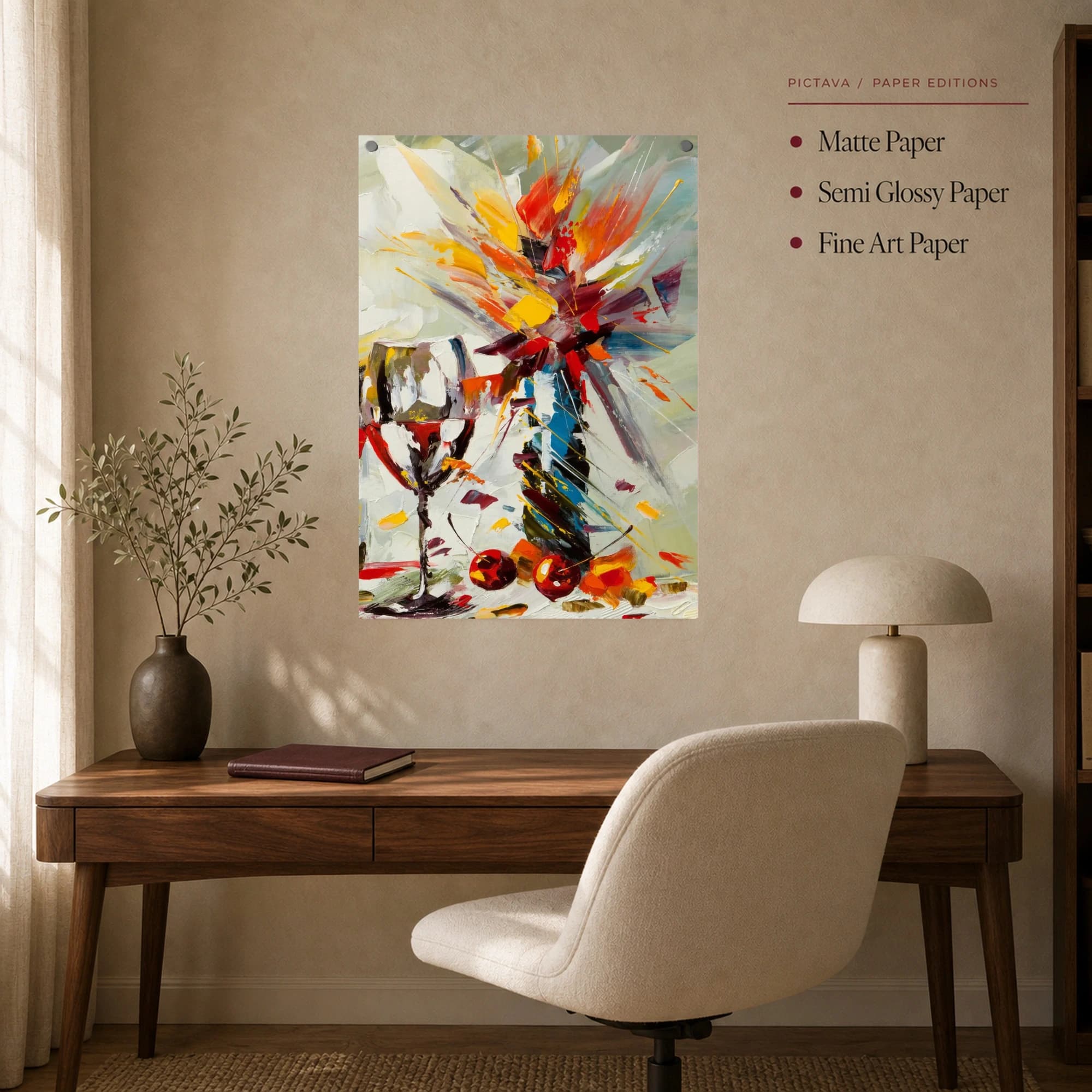Abstract Wine Glass and Burst of Colors Canvas Print, view 8