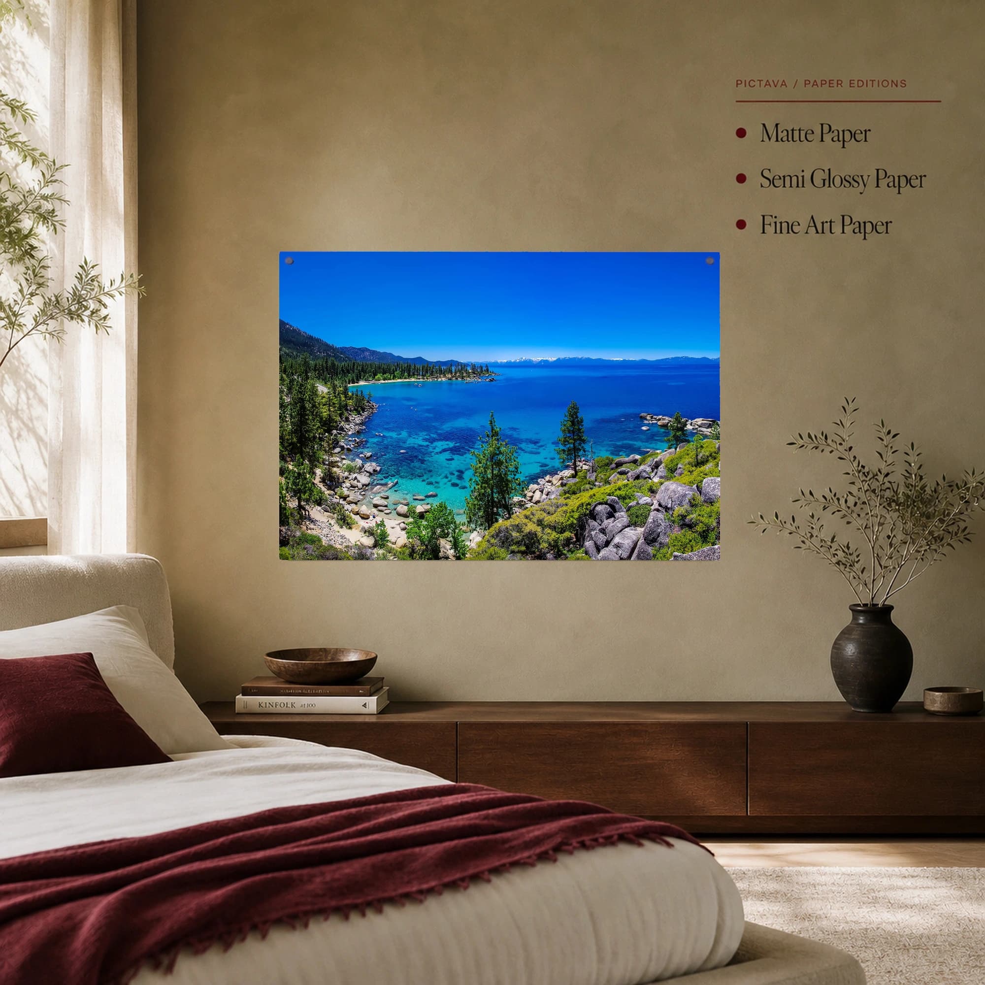 Lake Tahoe Mountain and Crystal Clear Water Landscape Wall Art, view 7