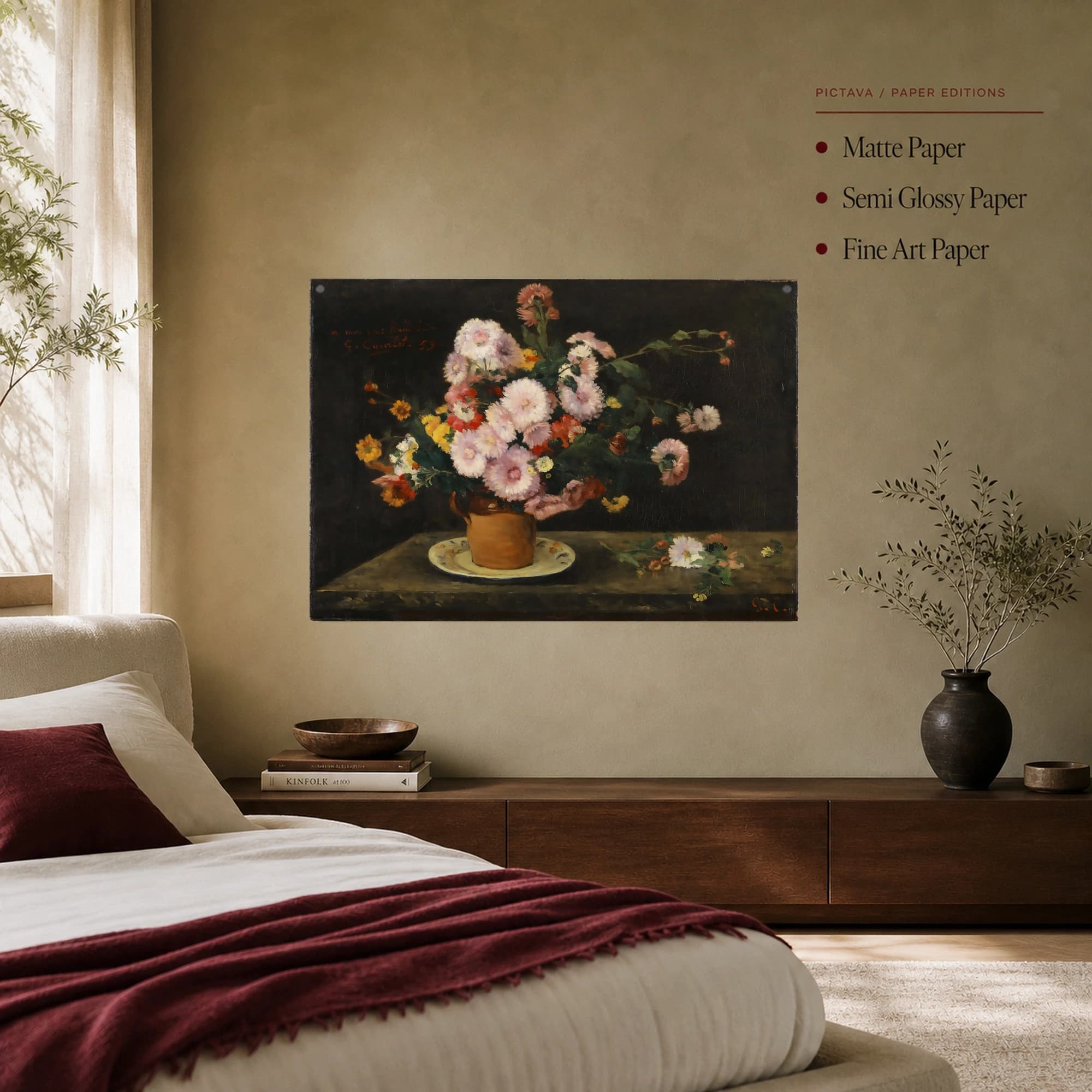 Gustave Courbet Bouquet of Chrysanthemums Fine Art Print, view 8
