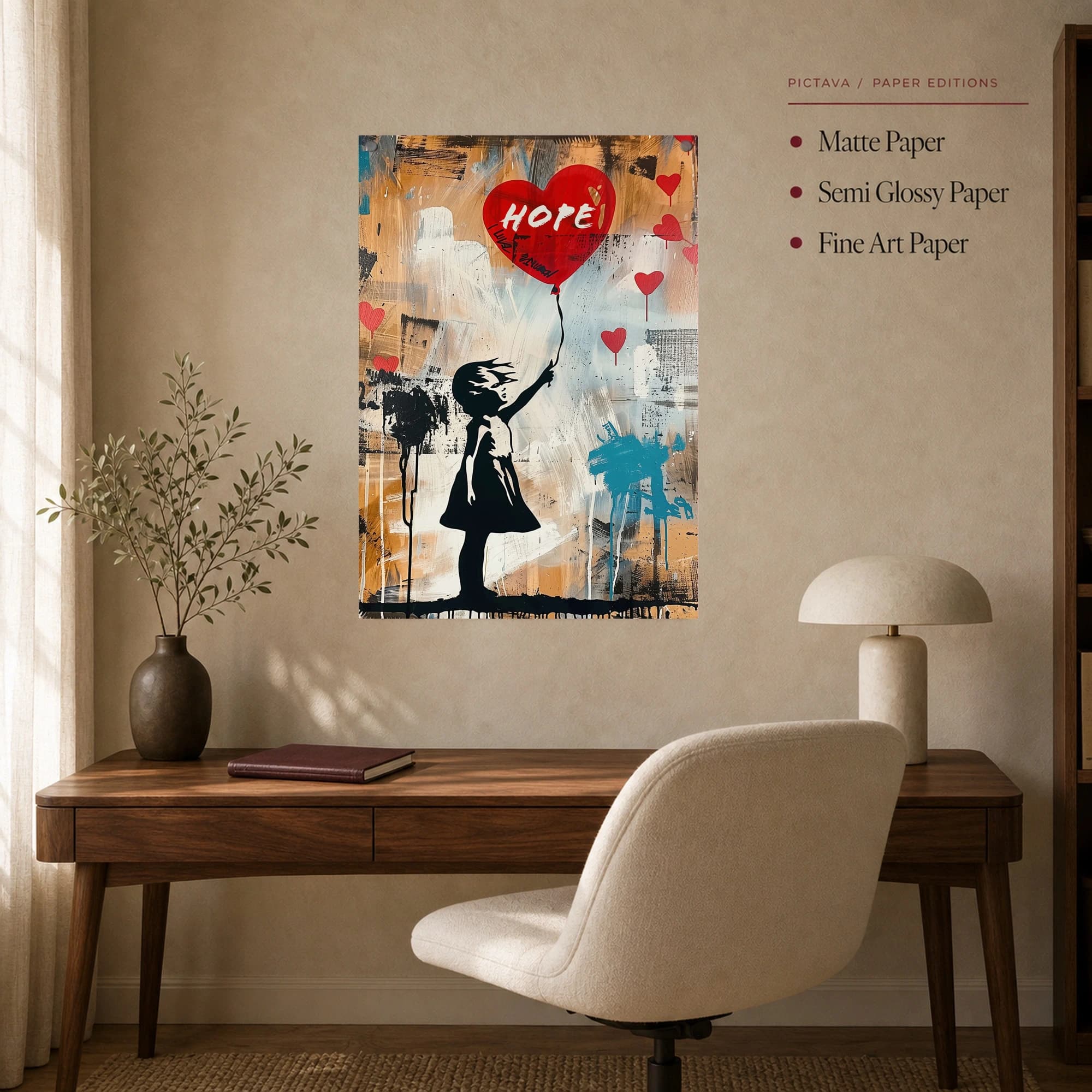 Hope Balloon Girl Urban Street Art Canvas Print, view 7