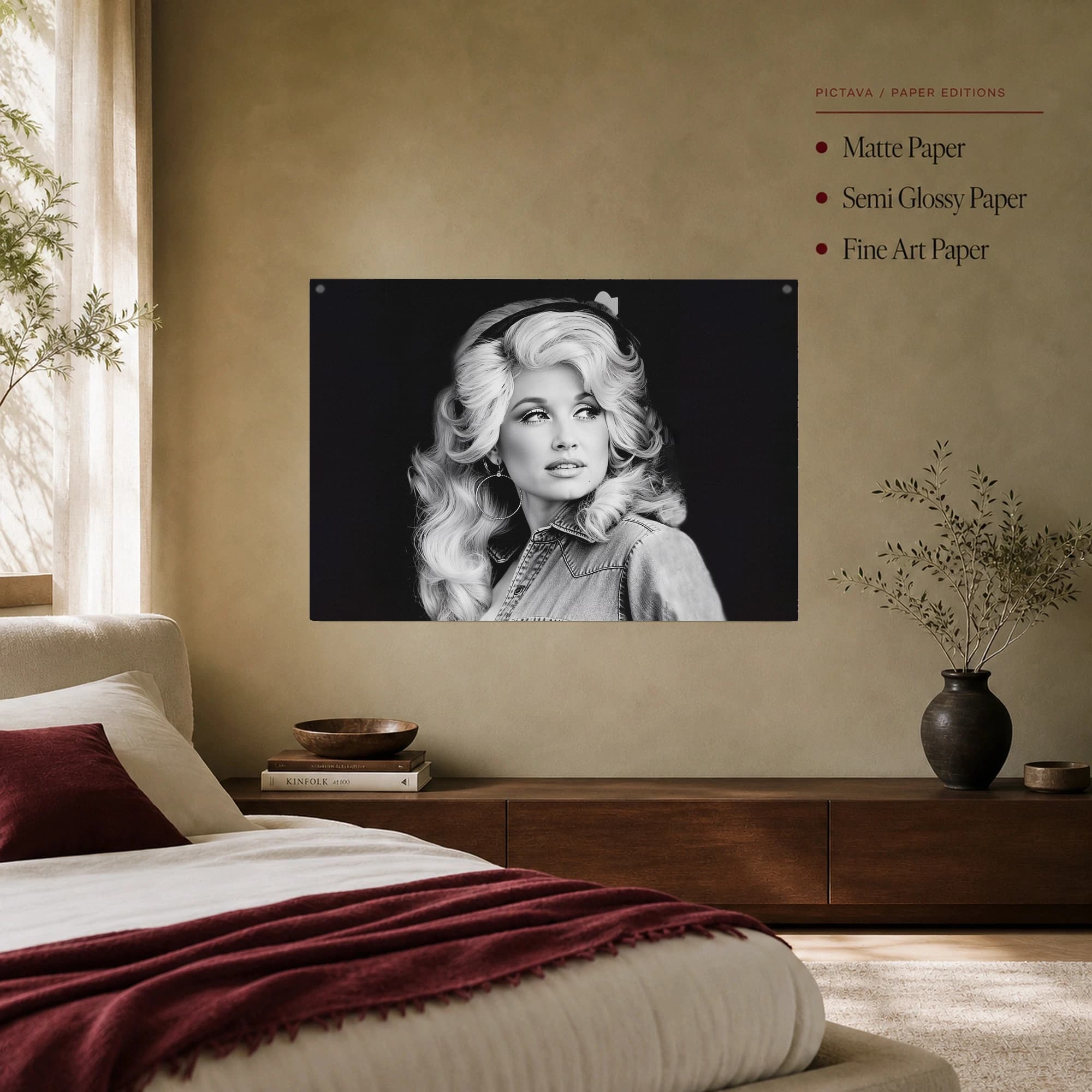 Dolly Parton Black and White Portrait Wall Art, view 8