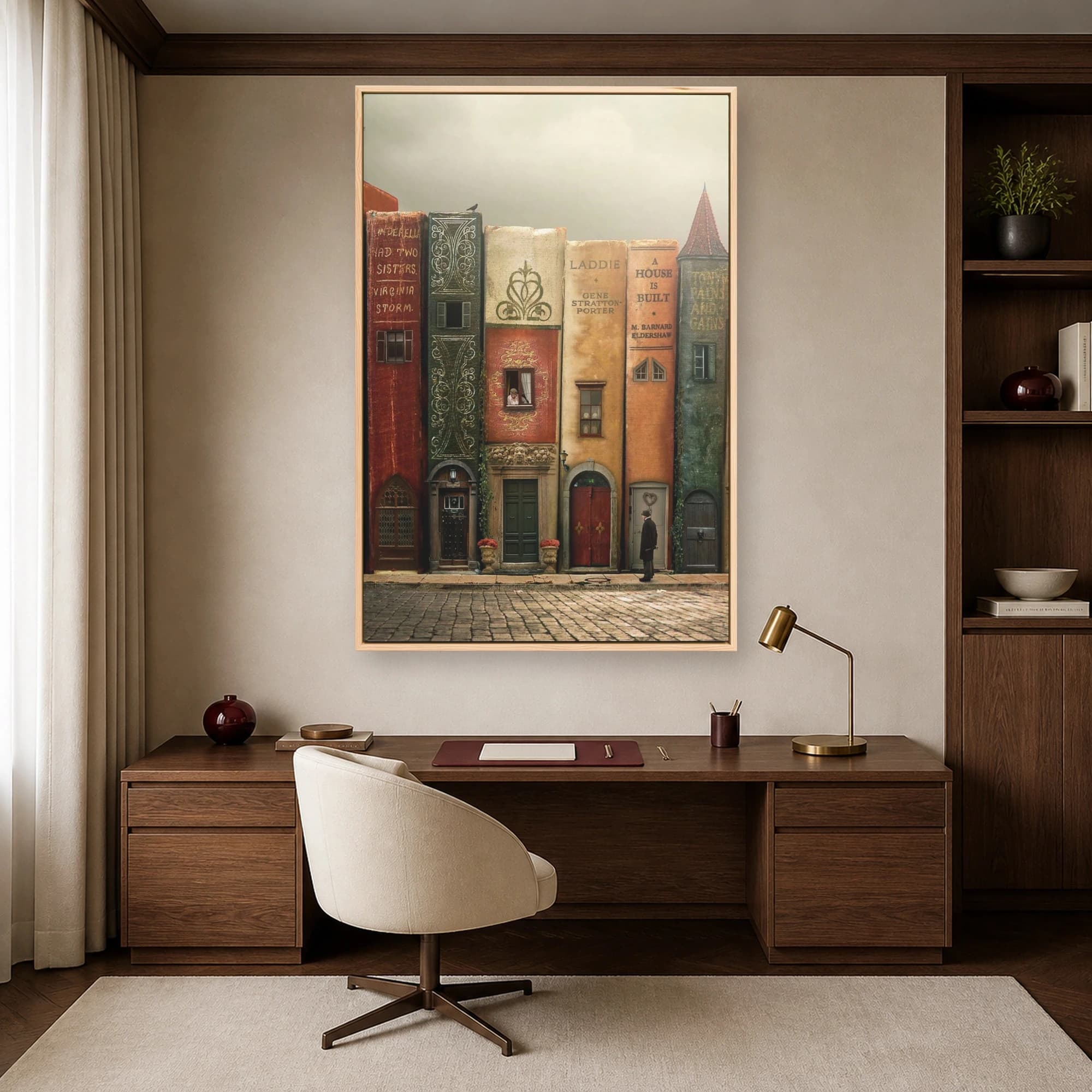 Literary Row Surrealist Book Architecture Canvas Art, view 3