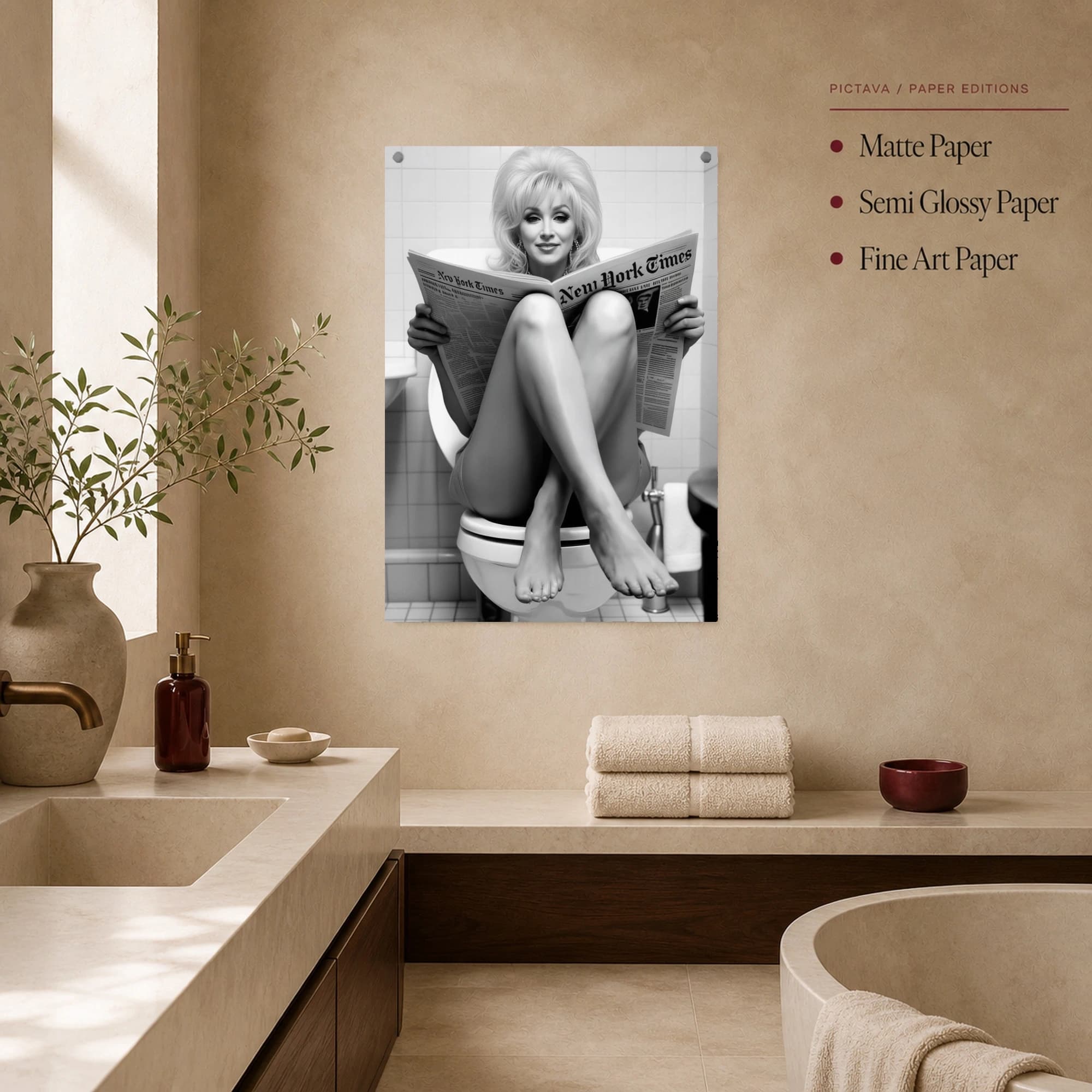 Funny Celebrity Parody Newspaper Bathroom Wall Art, view 3