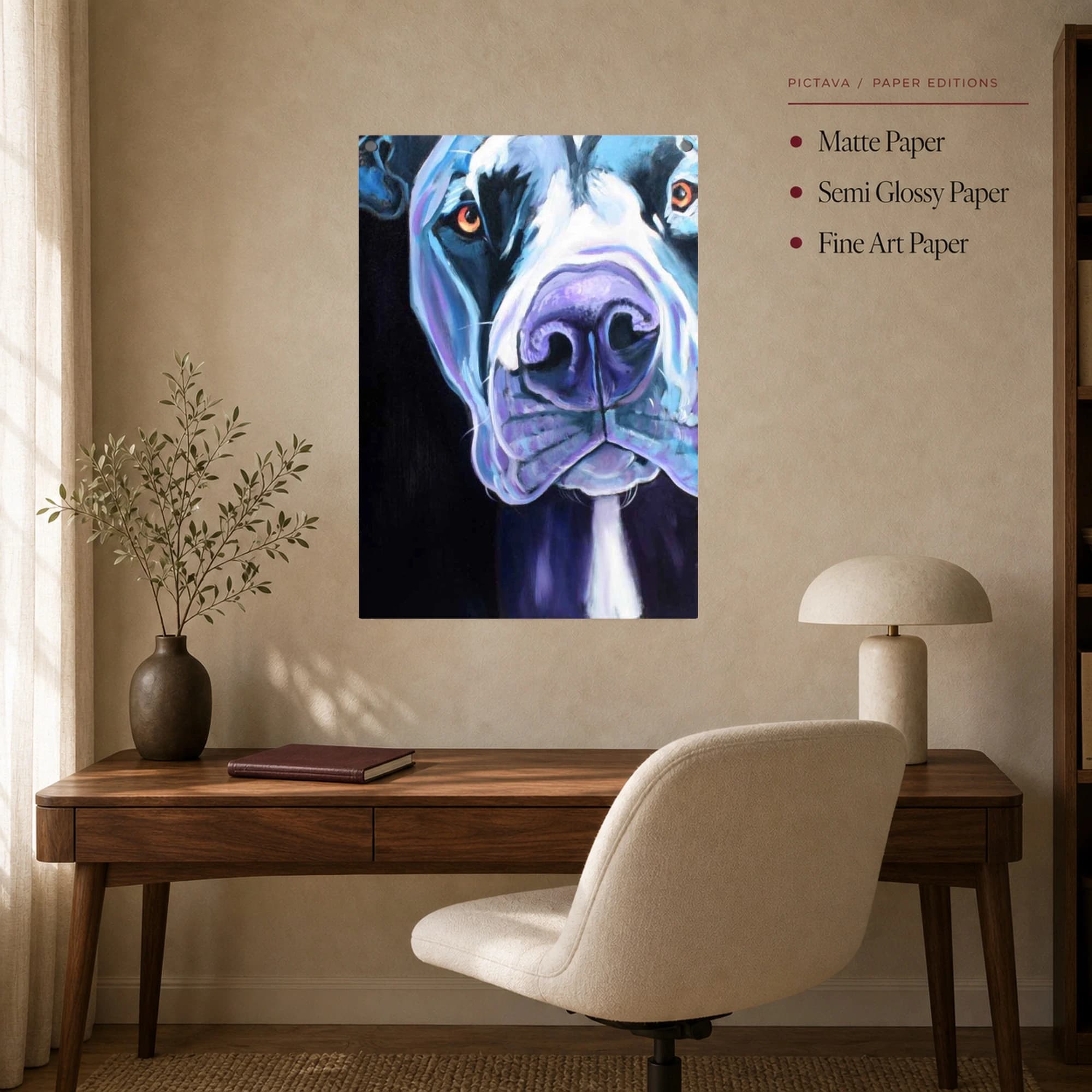 Vibrant Canine Portrait Close-Up Canvas Art, view 7