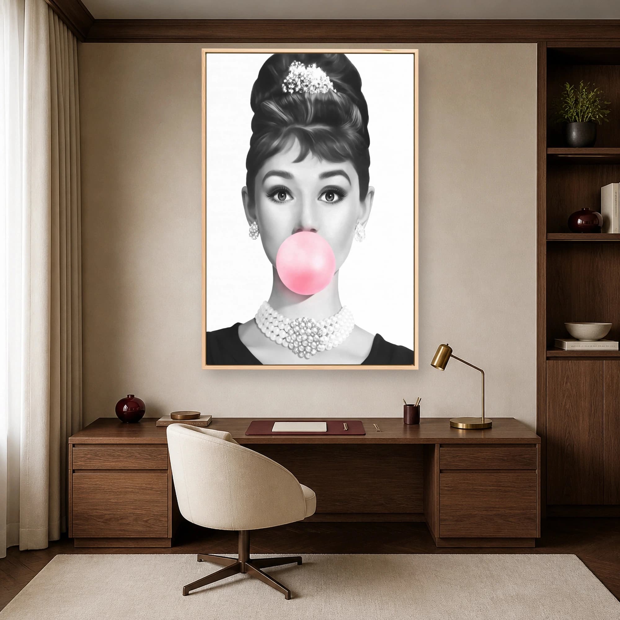 Audrey Hepburn Bubblegum Wall Art Print - Pop Art Canvas, view 5