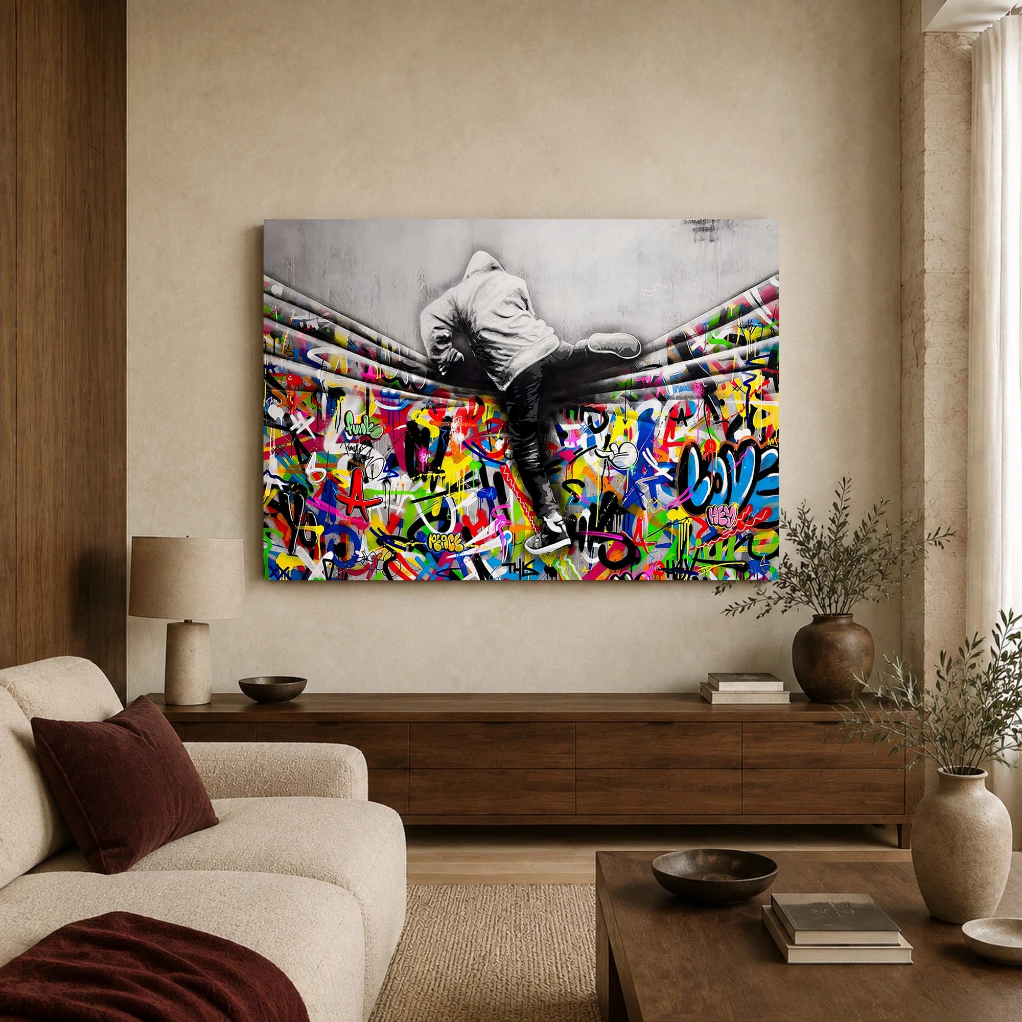 Urban Acrobat Graffiti Street Art Canvas Print, view 3