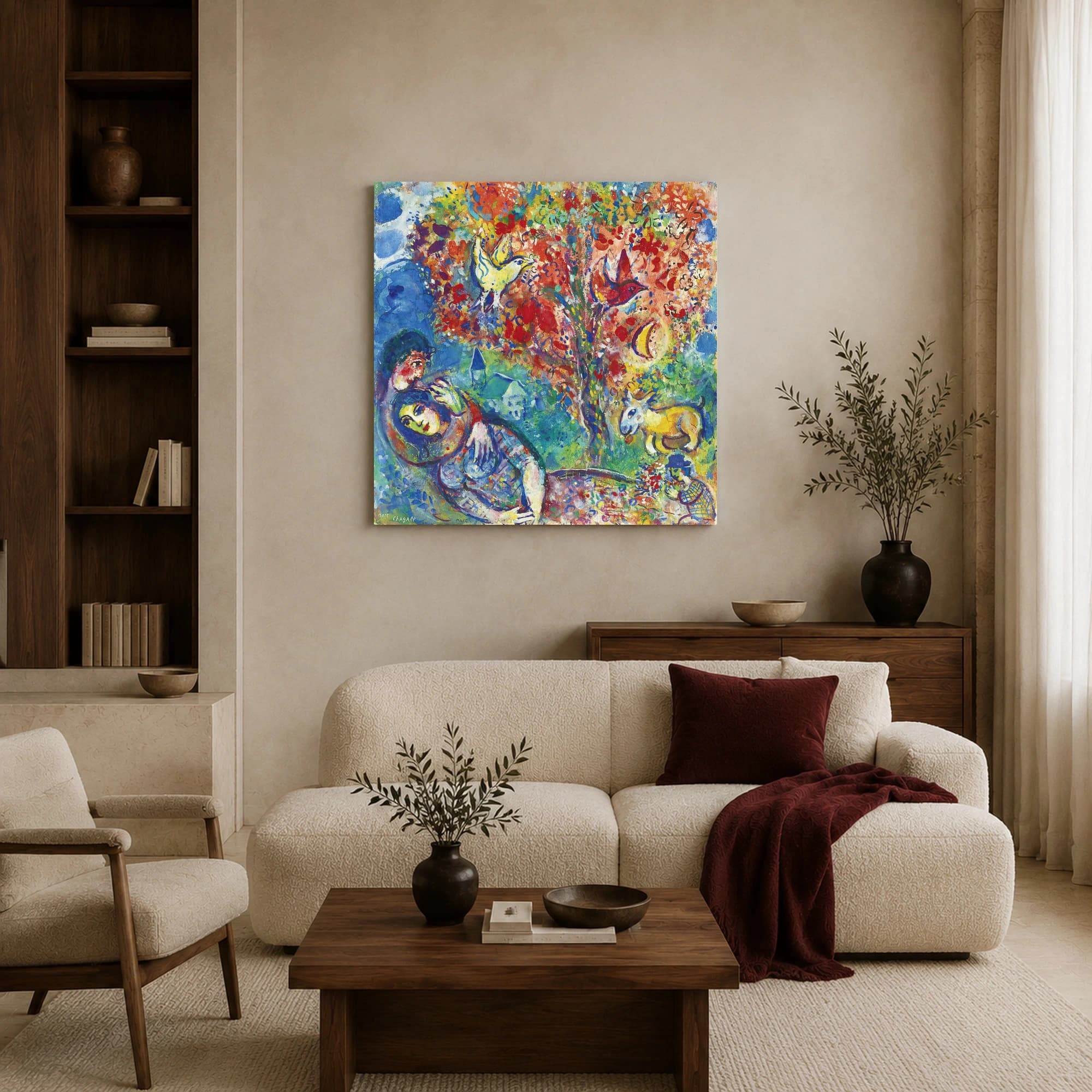 Marc Chagall Lovers under the Red Tree Fine Art Print, view 3
