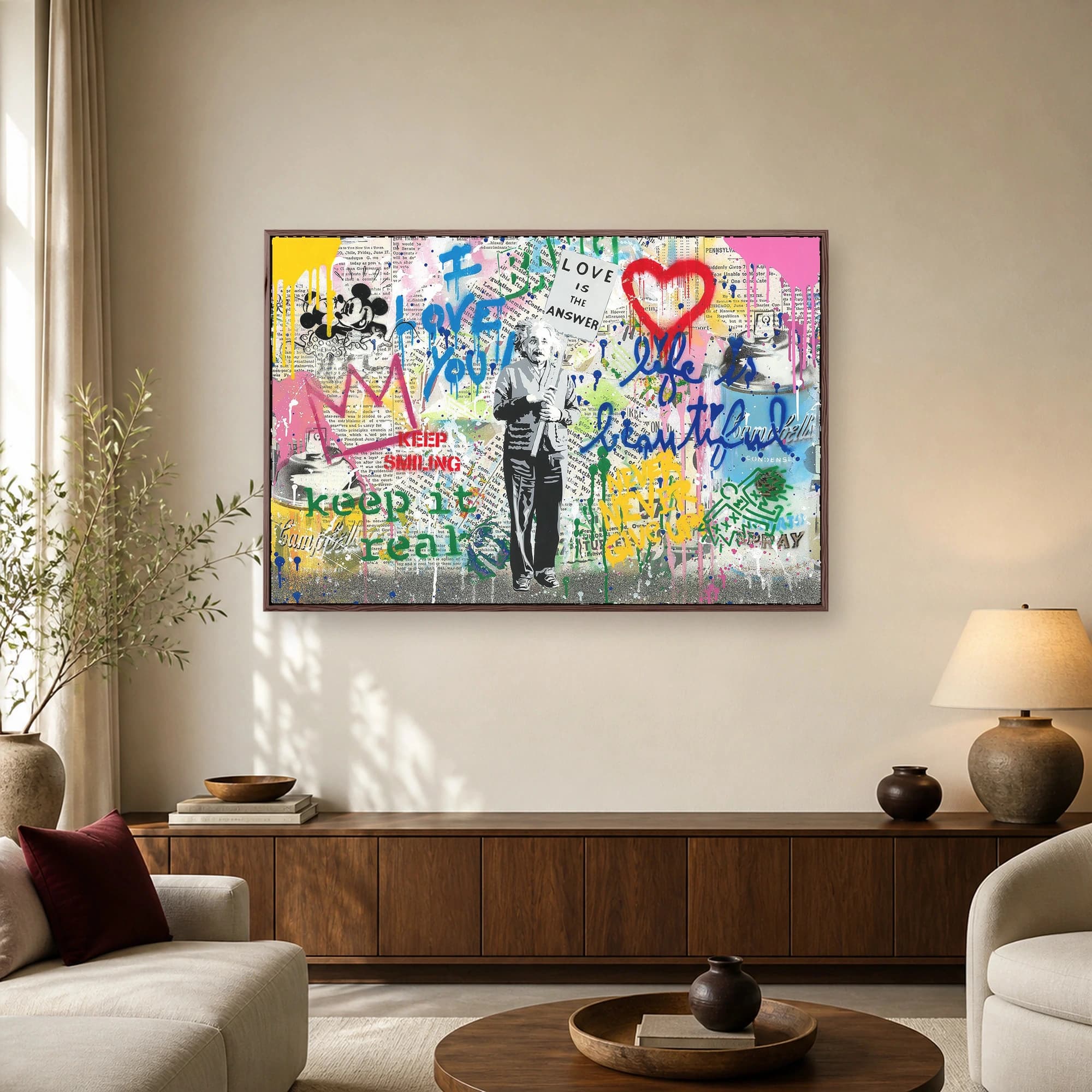 Einstein Love is the Answer Graffiti Canvas Print, view 2