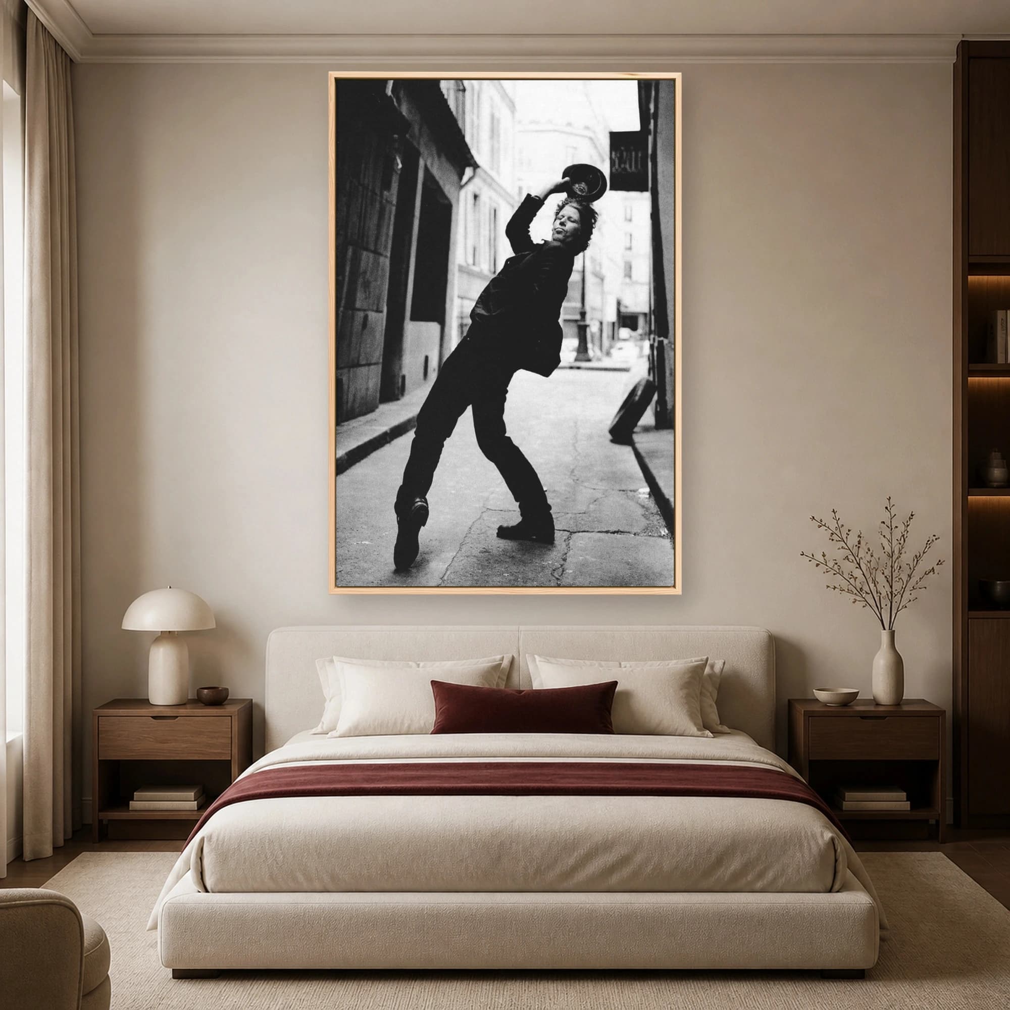 Tom Waits Iconic Alleyway Lean Black and White Music Photography Print, view 3