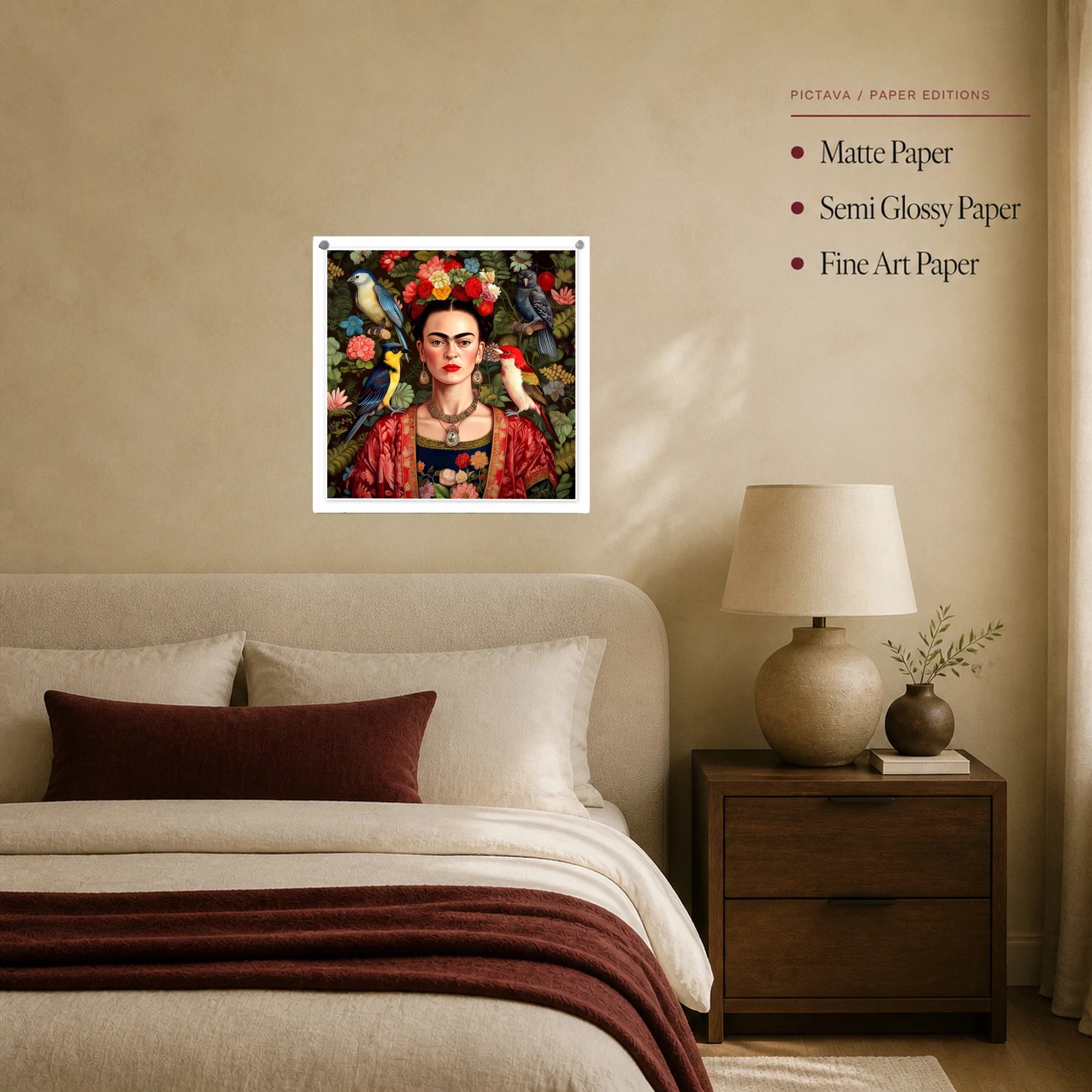 Frida Kahlo Portrait with Exotic Birds Wall Art, view 7