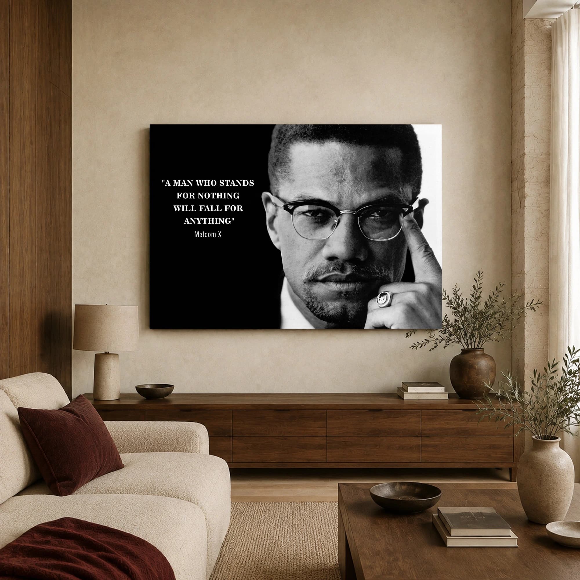 Malcolm X Quote Black and White Wall Art, view 2