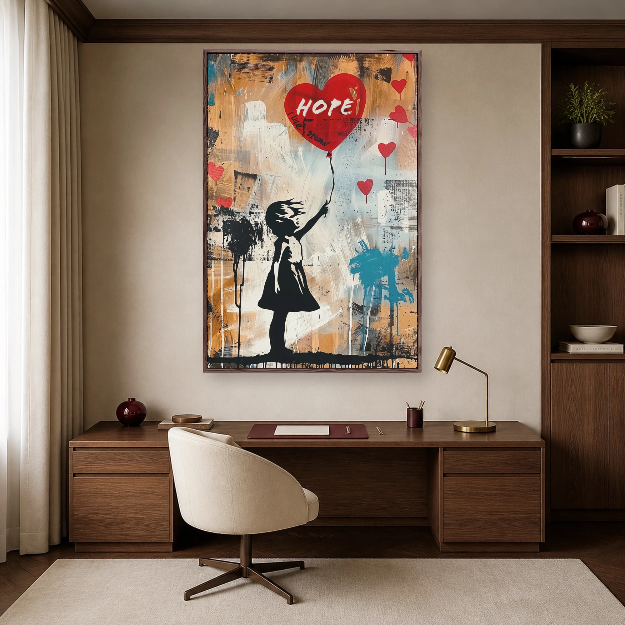 Hope Balloon Girl Urban Street Art Canvas Print, view 6