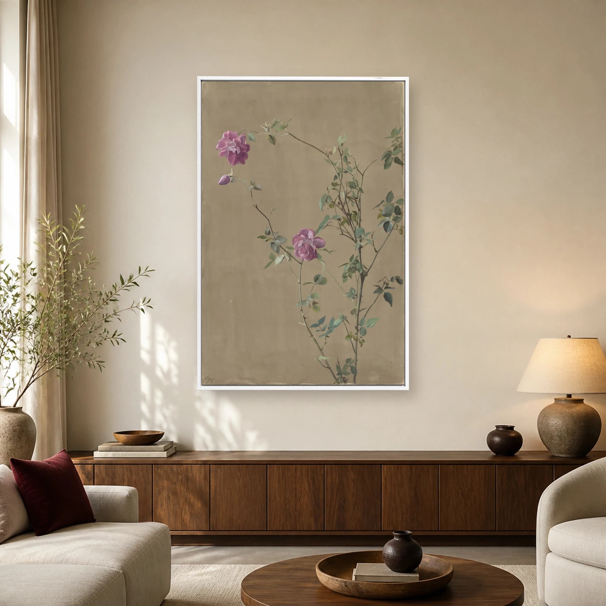 Study of Pink Roses Vintage Botanical Art Print, view 2
