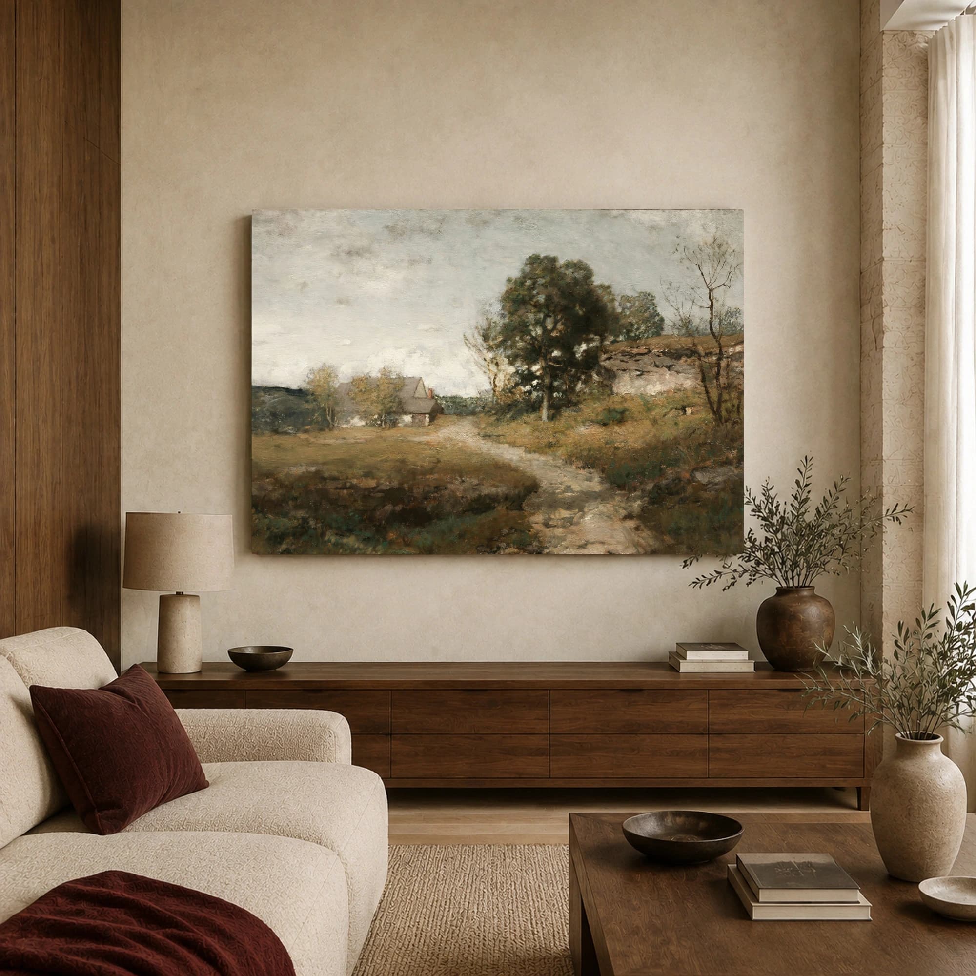 Rural Landscape Oil Painting Canvas Print, view 3