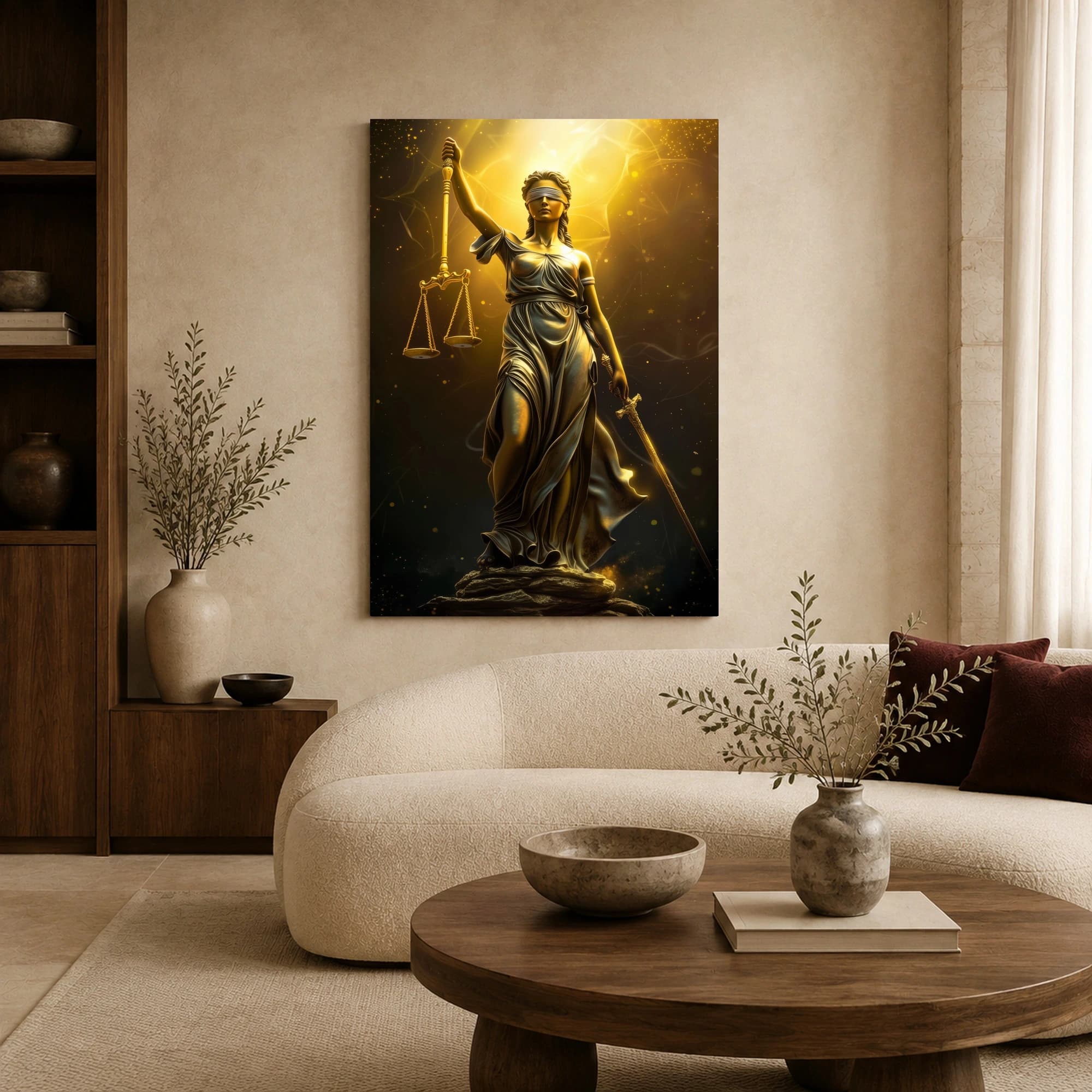 Golden Scales of Justice Lady Justice Wall Art, view 2