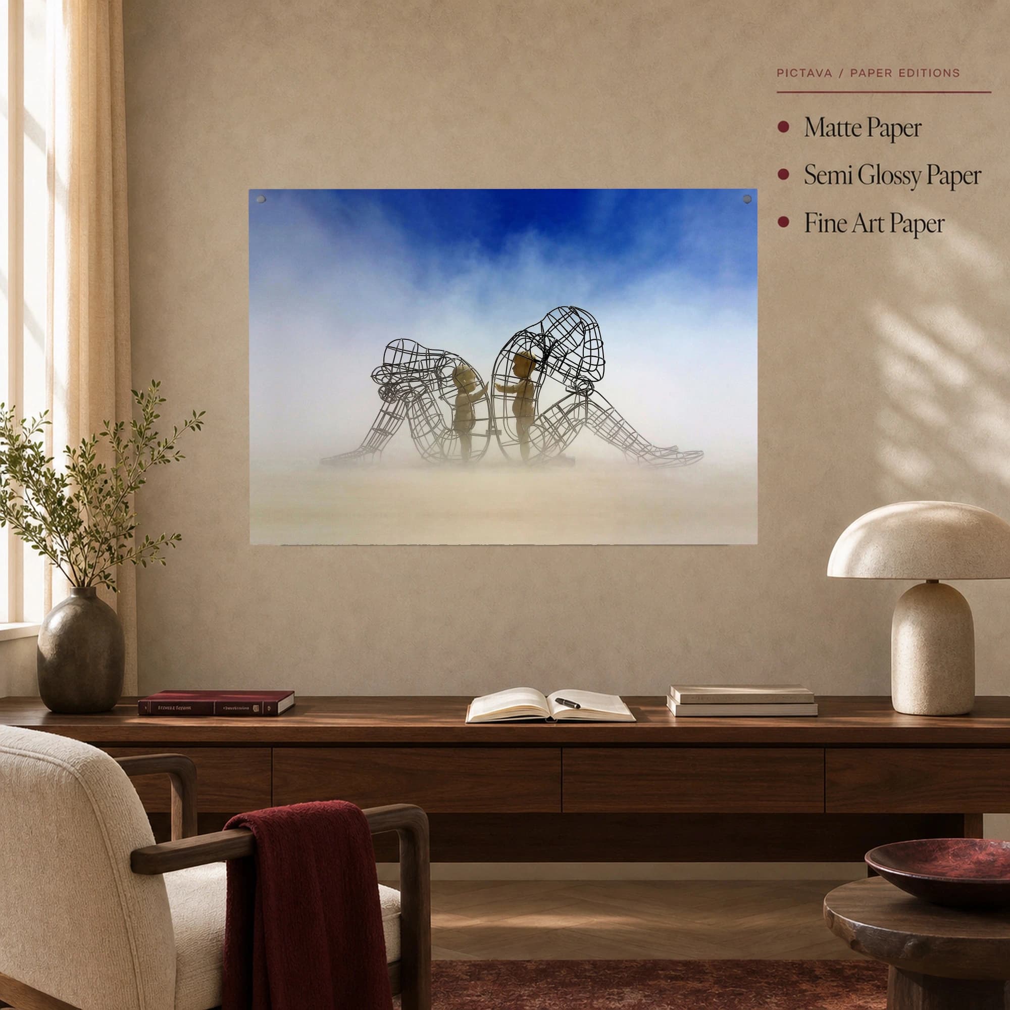 Wireframe Statues Desert Art Print, view 5