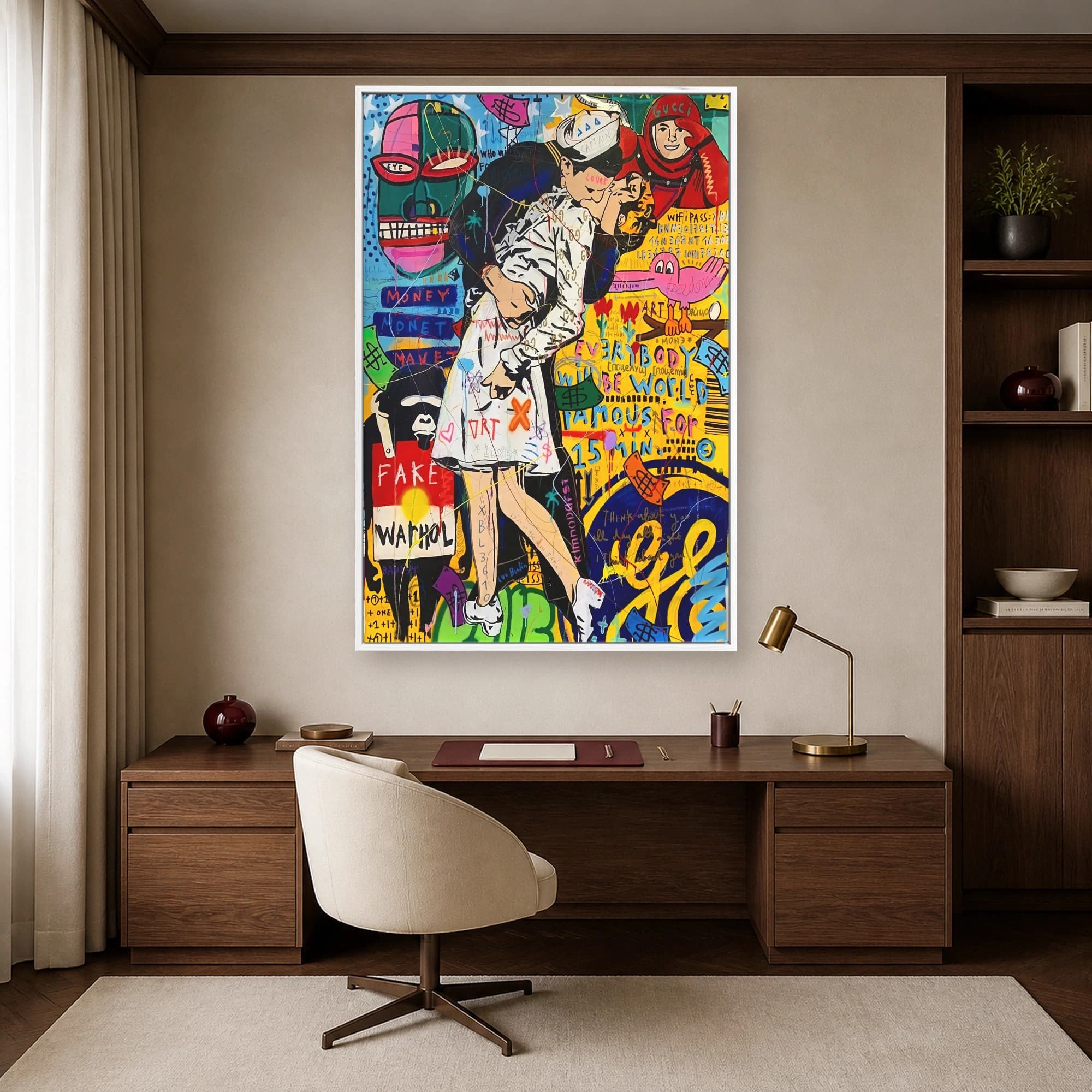 Neo-Pop V-J Day Street Art Kiss Canvas Print, view 7