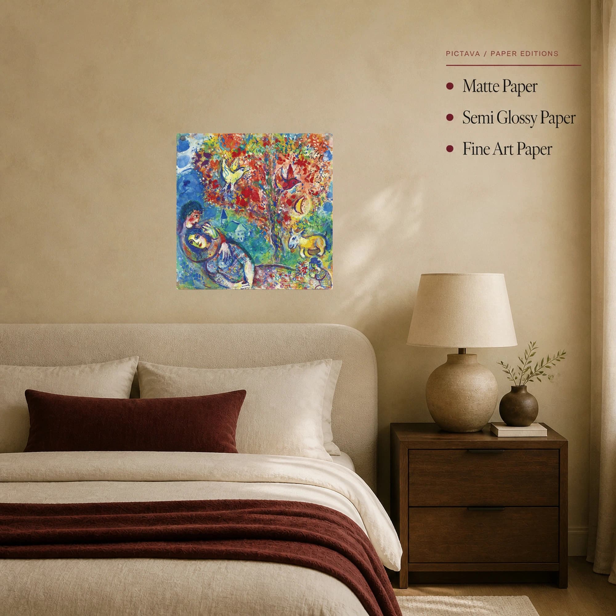 Marc Chagall Lovers under the Red Tree Fine Art Print, view 8