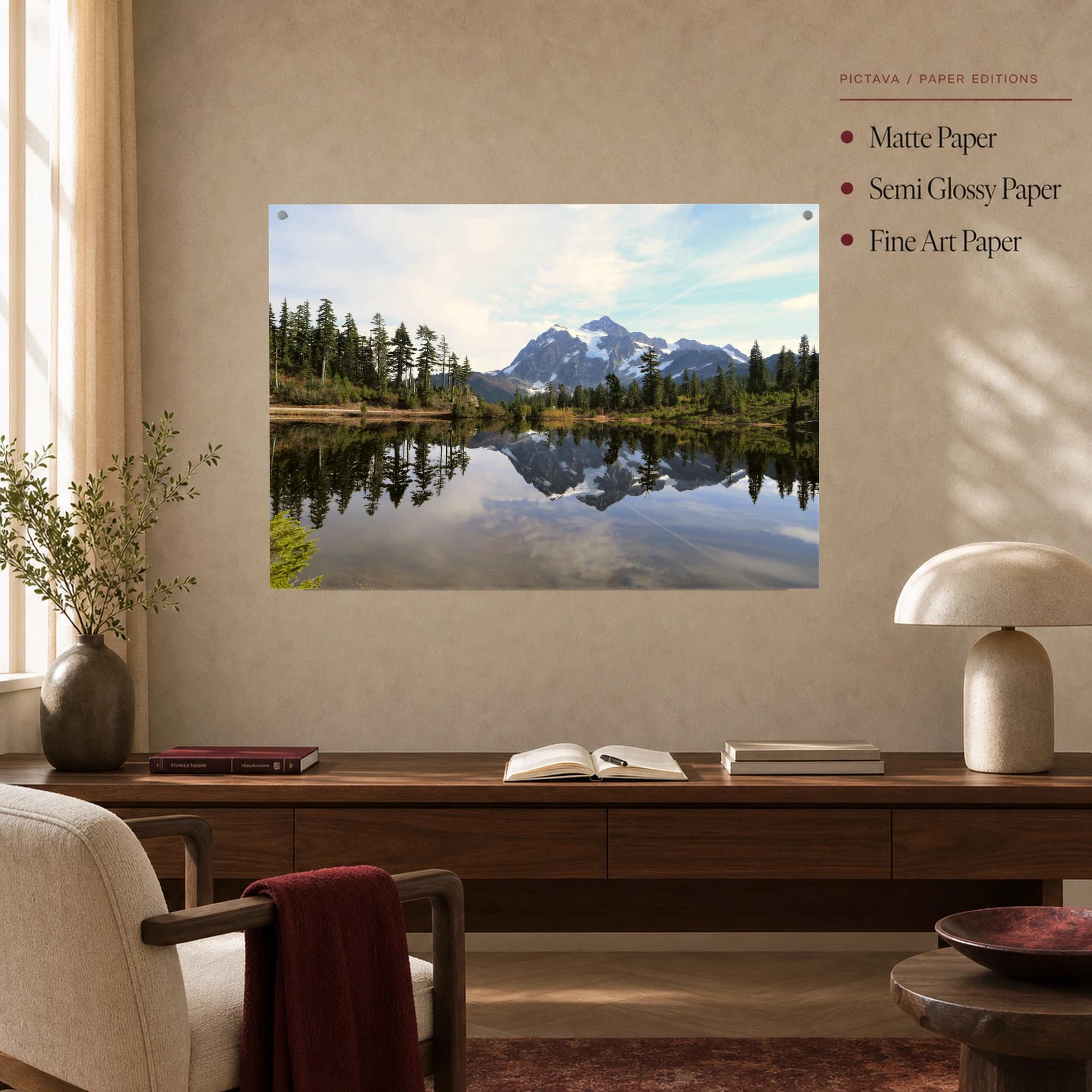 Alpine Mirror Reflection Mountain Landscape Canvas Print, view 4
