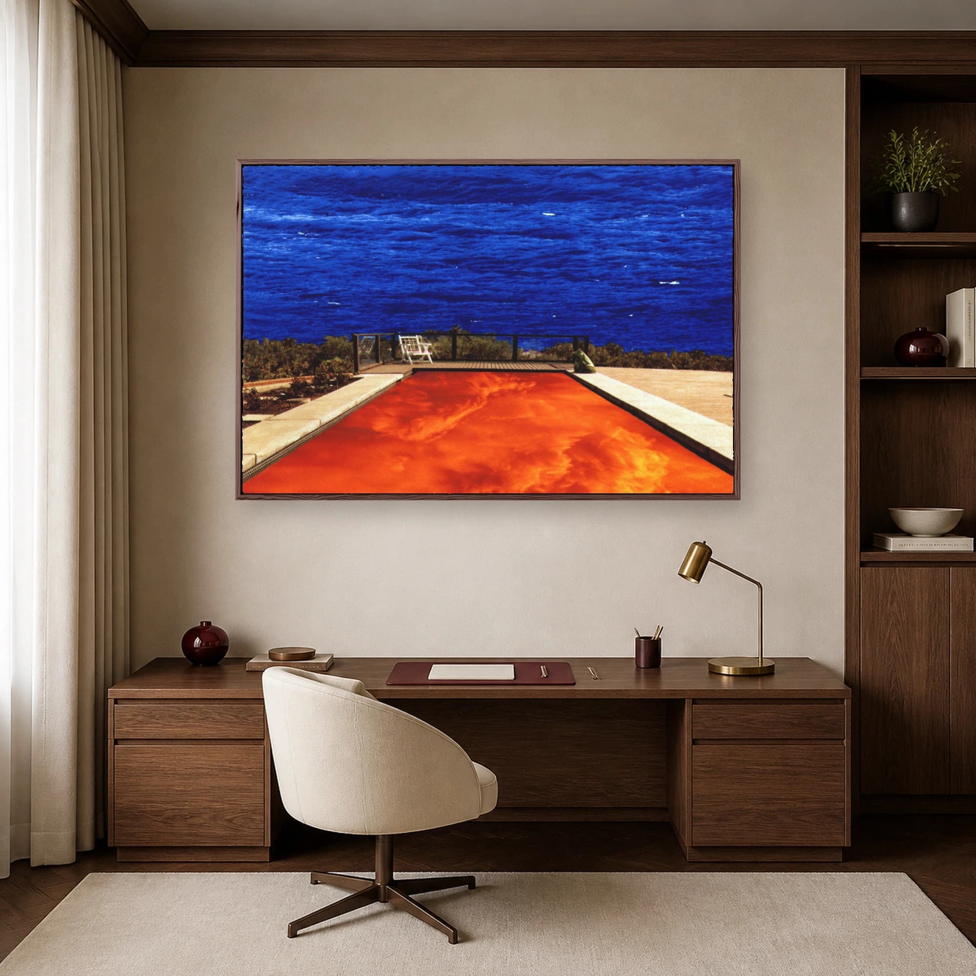 Surreal Ocean and Fiery Pool Coastal Wall Art, view 6