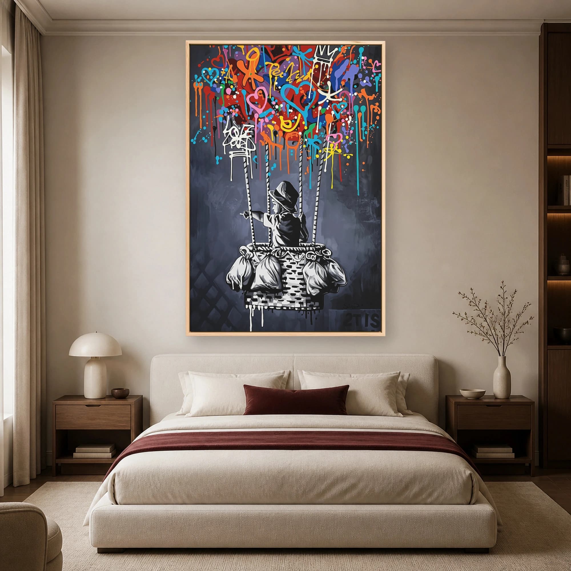 Banksy Style Balloon Boy Graffiti Wall Art Canvas, view 4