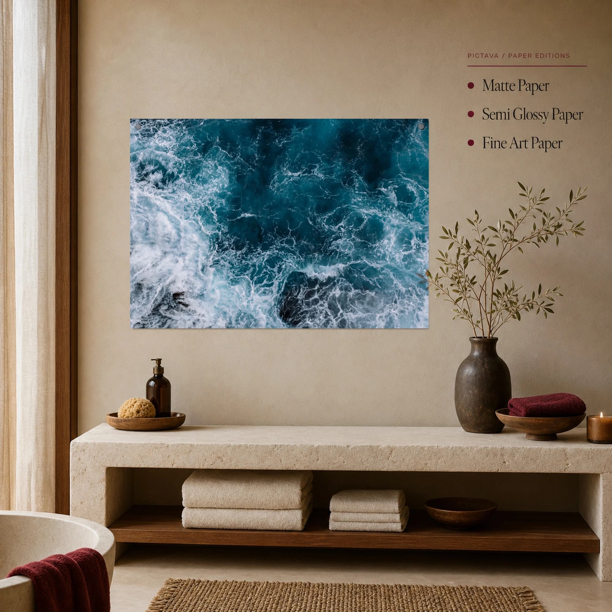 Azure Tides Aerial Ocean Waves Canvas Print, view 3