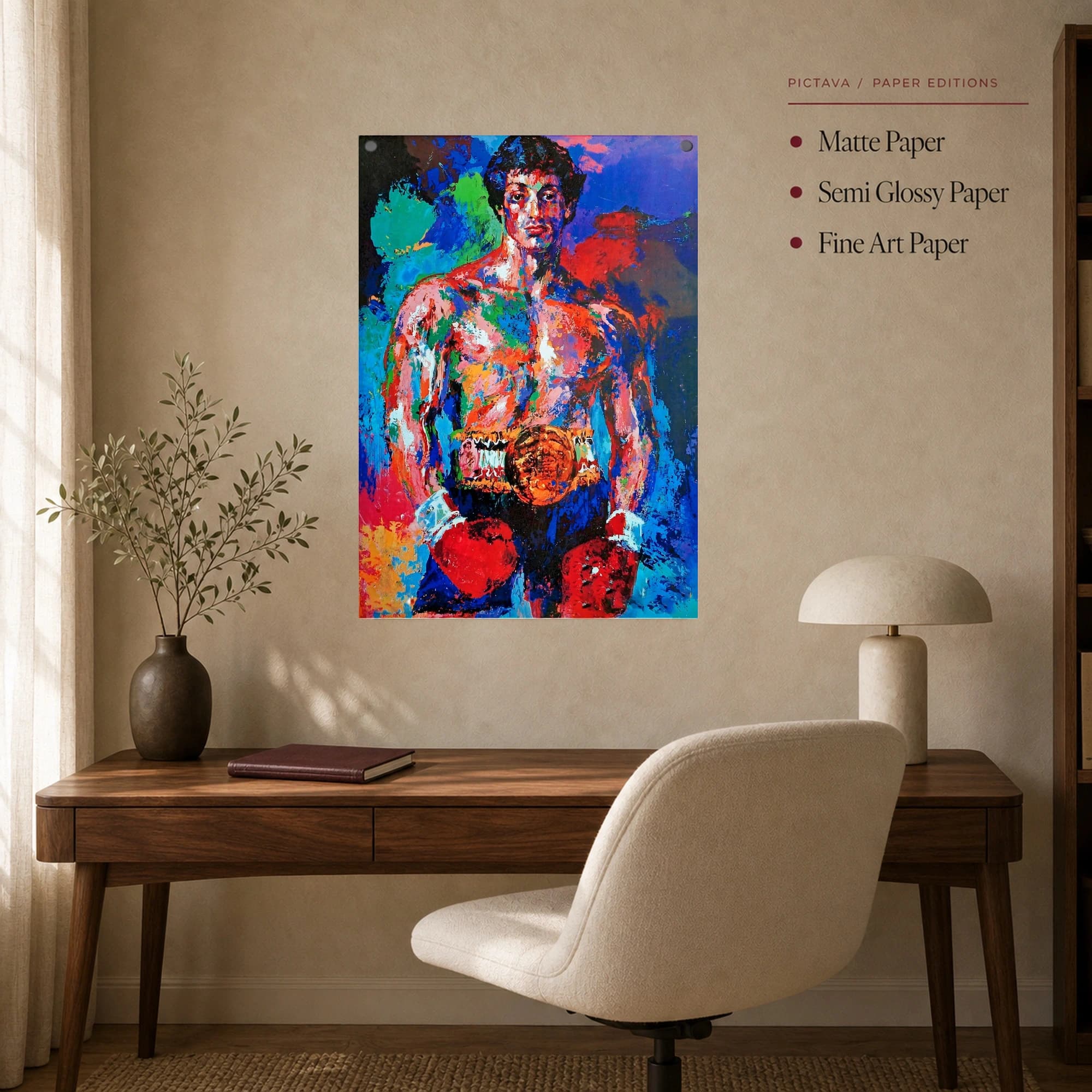 Rocky Champion Boxer Colorful Impasto Wall Art, view 7
