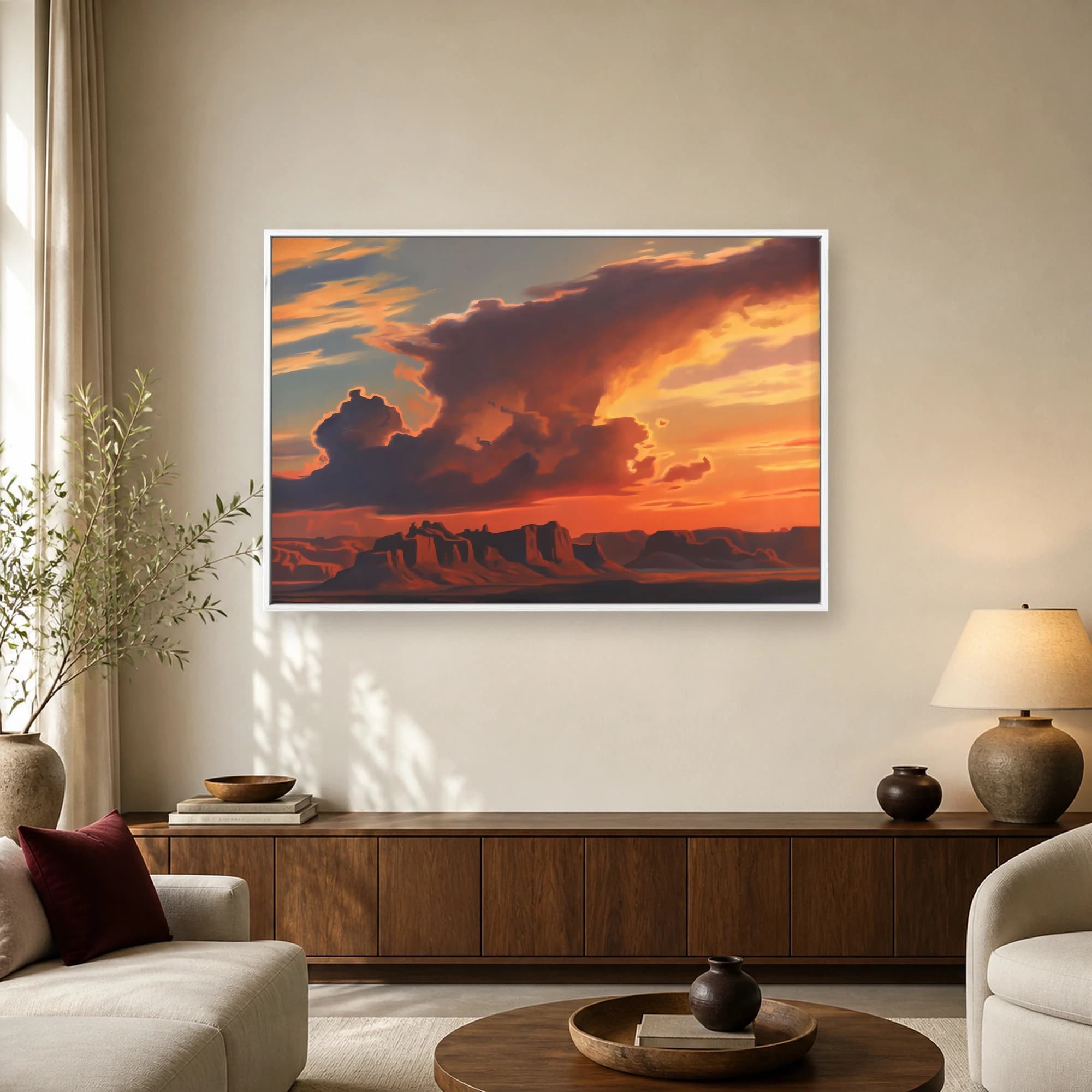 Sunset Over Desert Mesas Canvas Wall Art, view 2