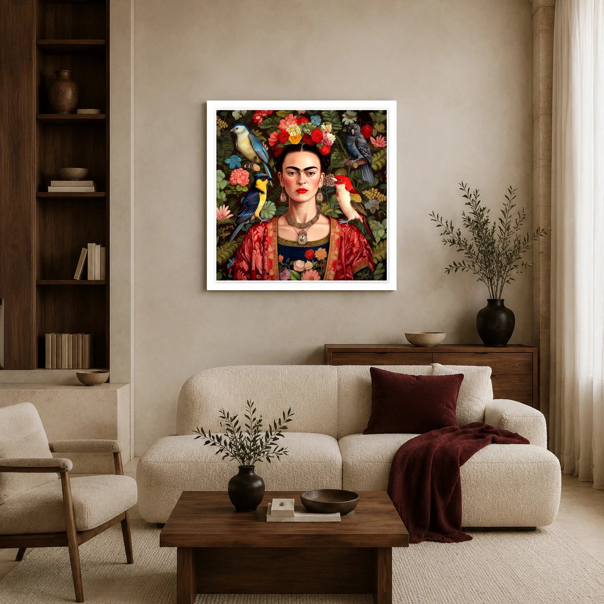 Frida Kahlo Portrait with Exotic Birds Wall Art, view 4
