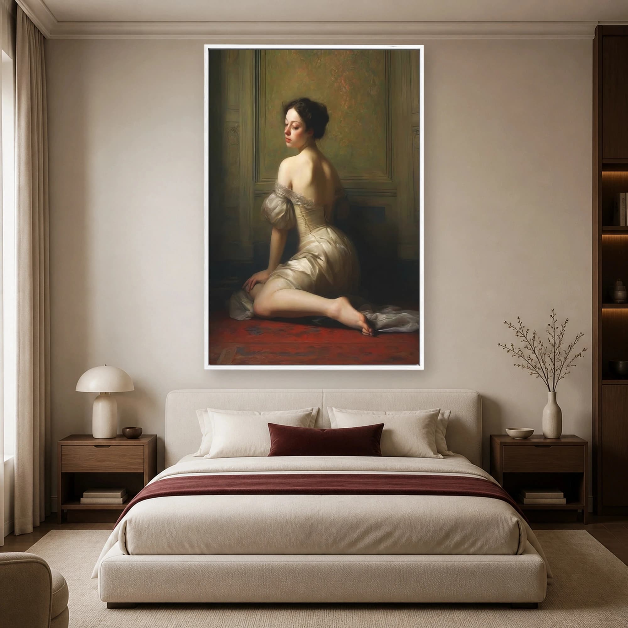 Elegance in Repose Neoclassical Portrait Canvas Print, view 3