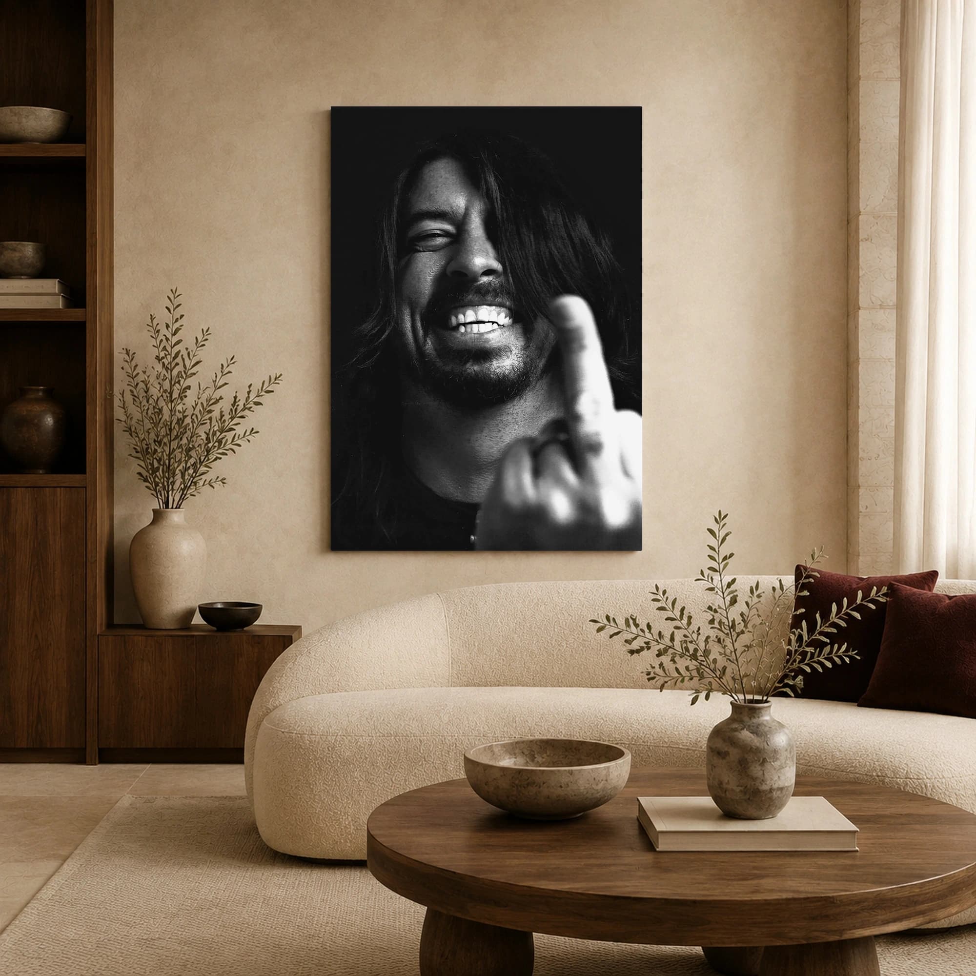 Dave Grohl Black and White Portrait Canvas Print, view 5