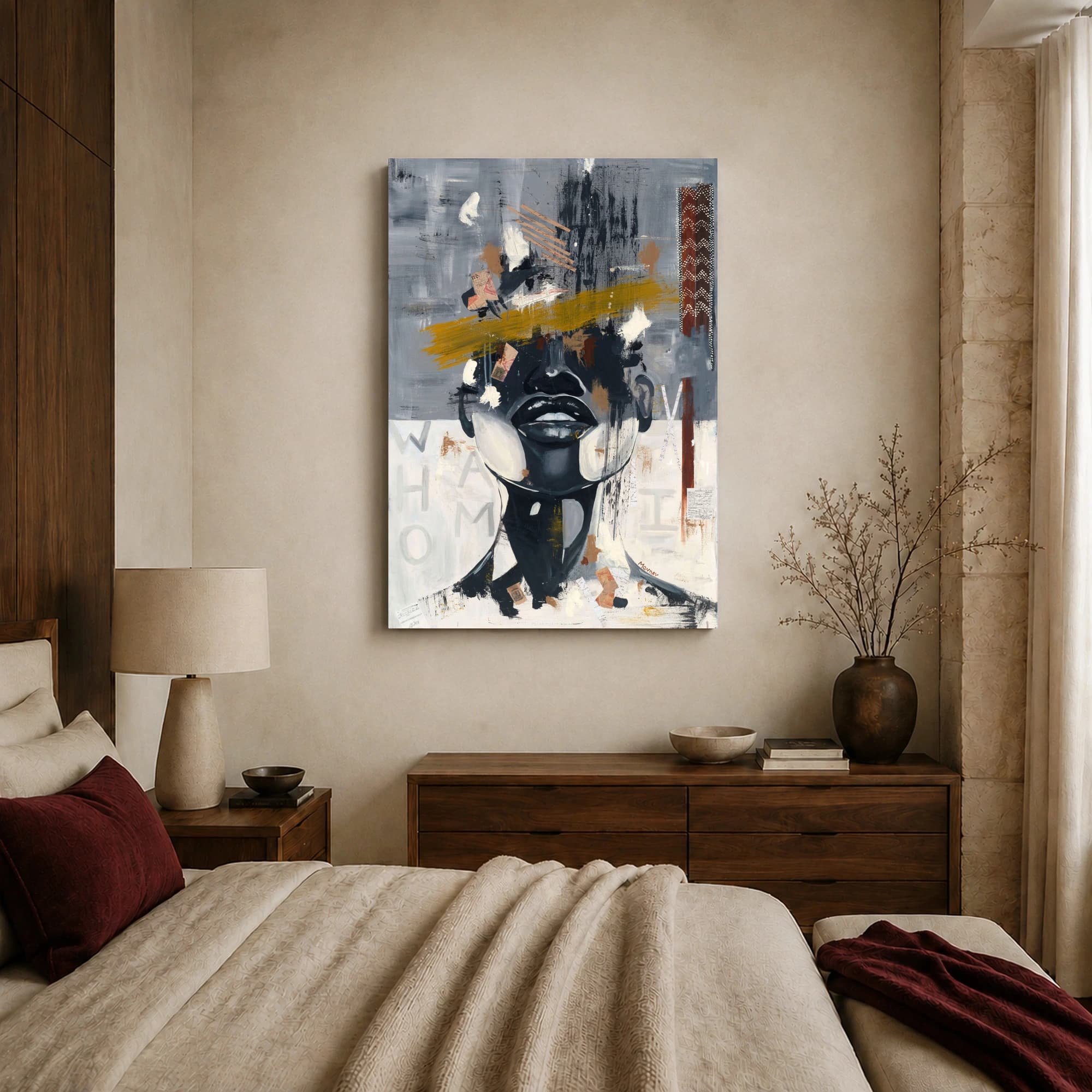 Who Am I Modern Abstract Portrait Canvas Art Print, view 7