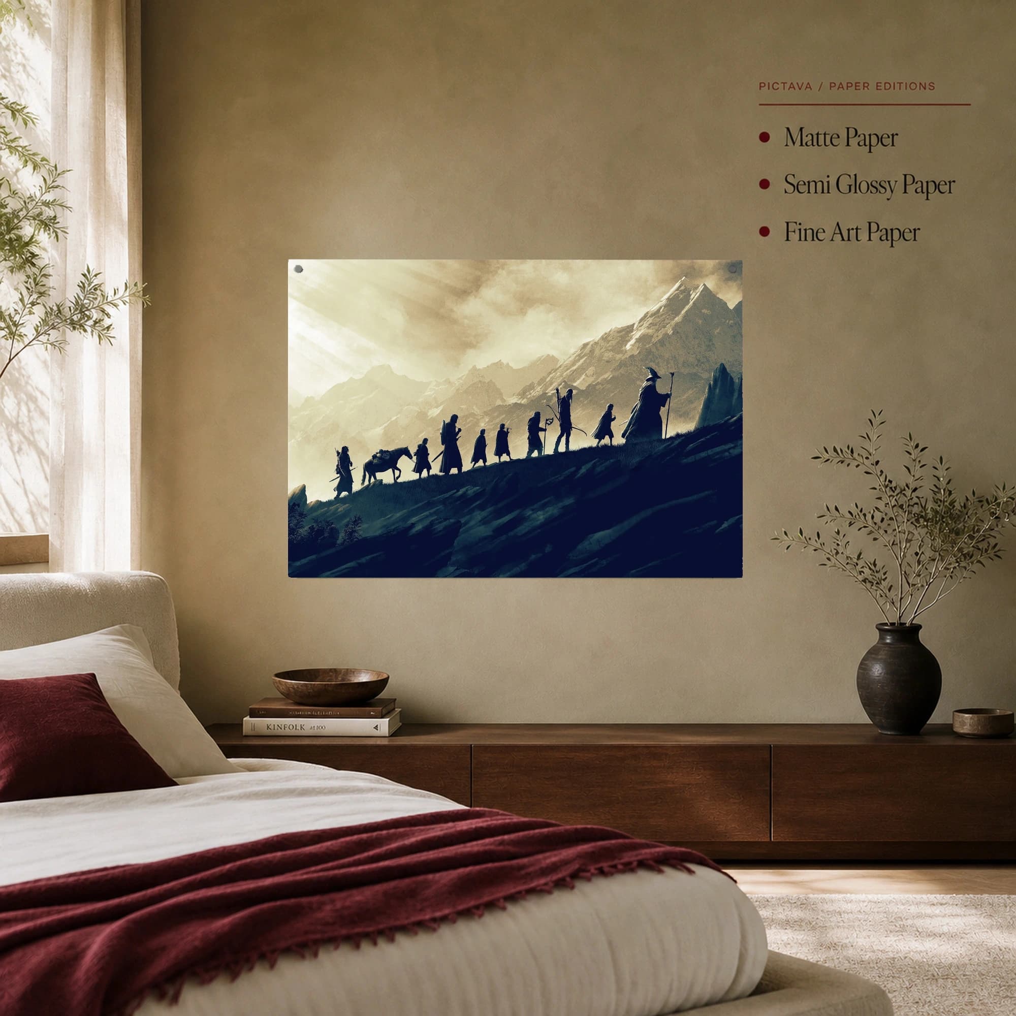 Epic Mountain Journey Silhouette Fantasy Canvas Wall Art, view 8