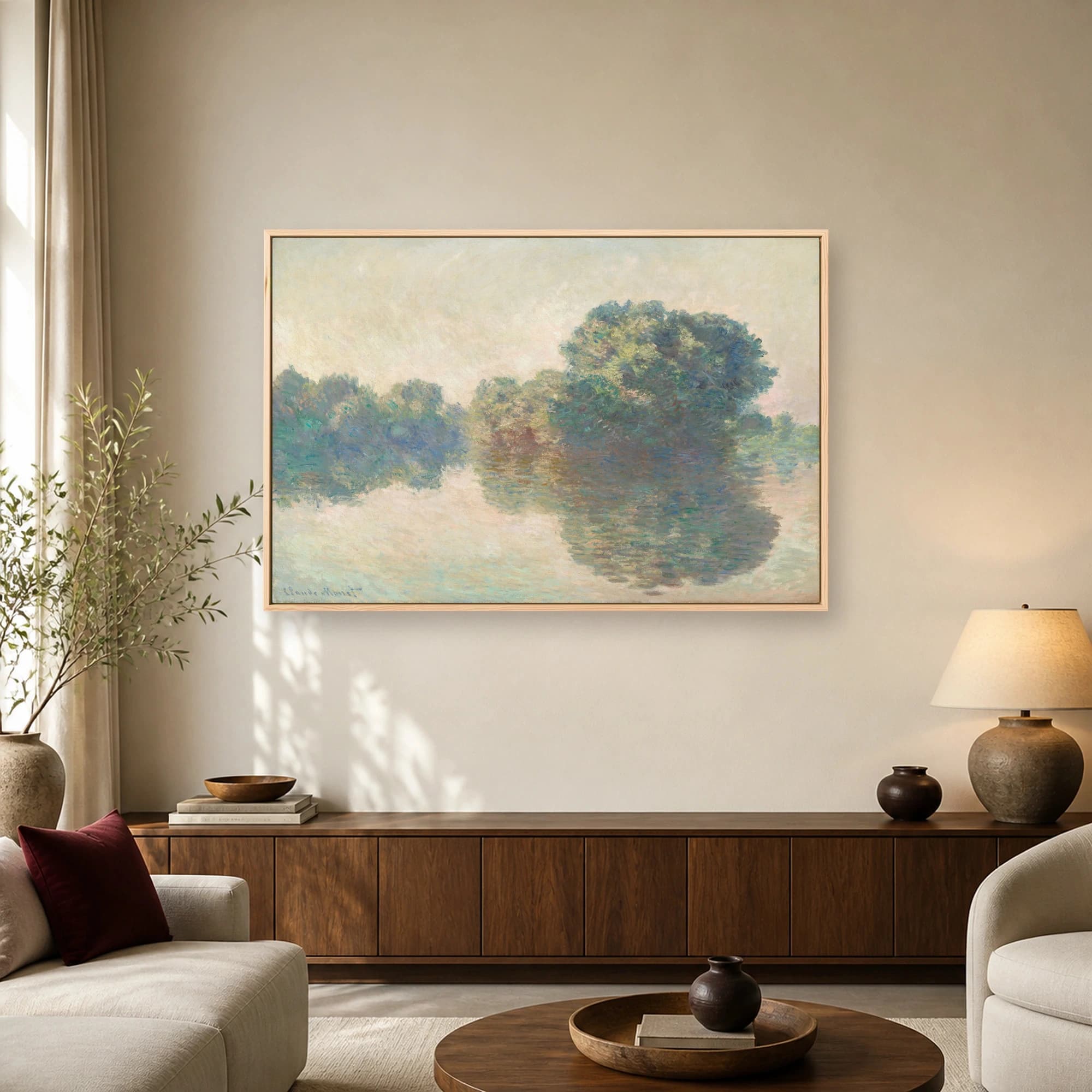 Trees on the River Bank – Impressionist Canvas Print, view 2
