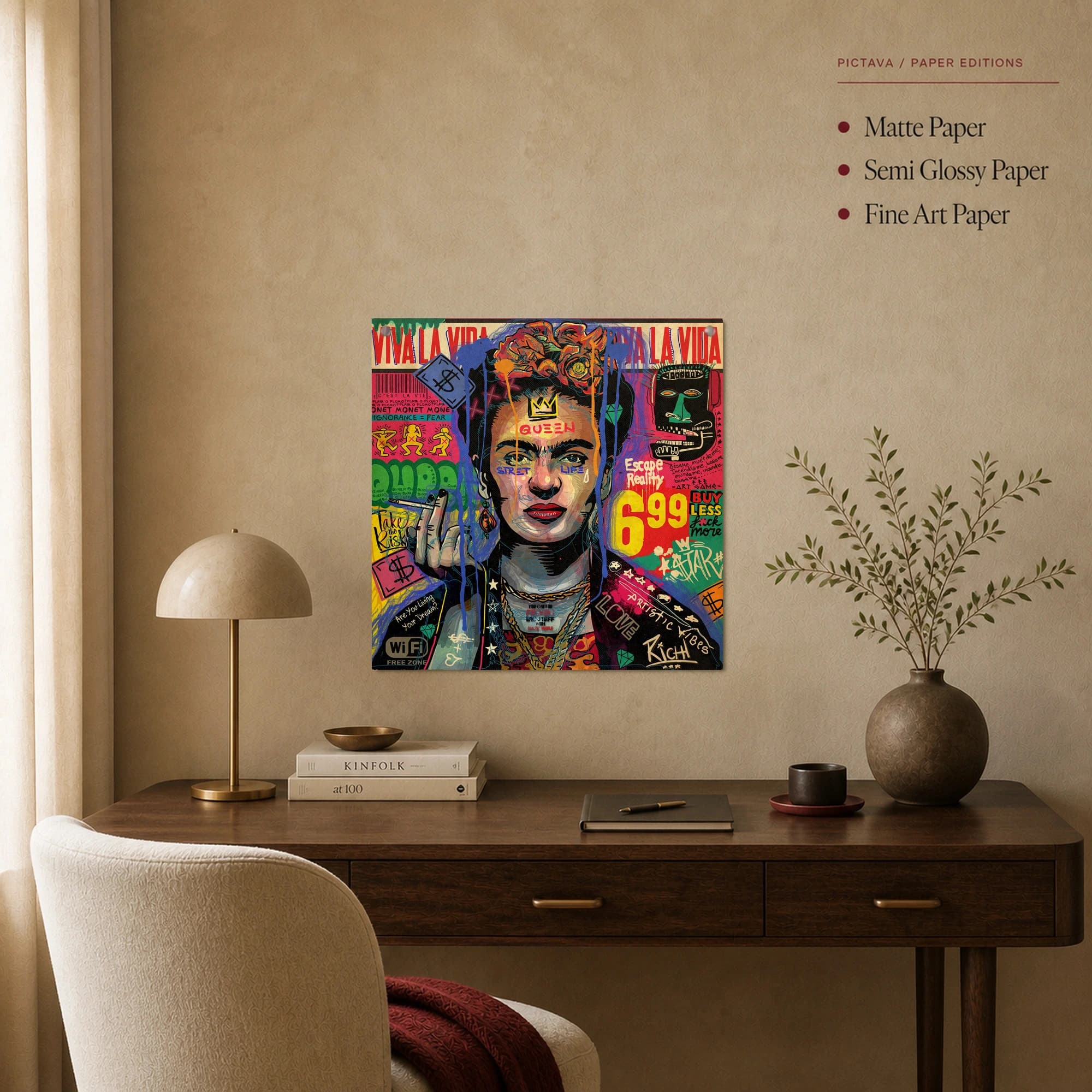 Frida Kahlo Street Art Pop Culture Canvas Print, view 2
