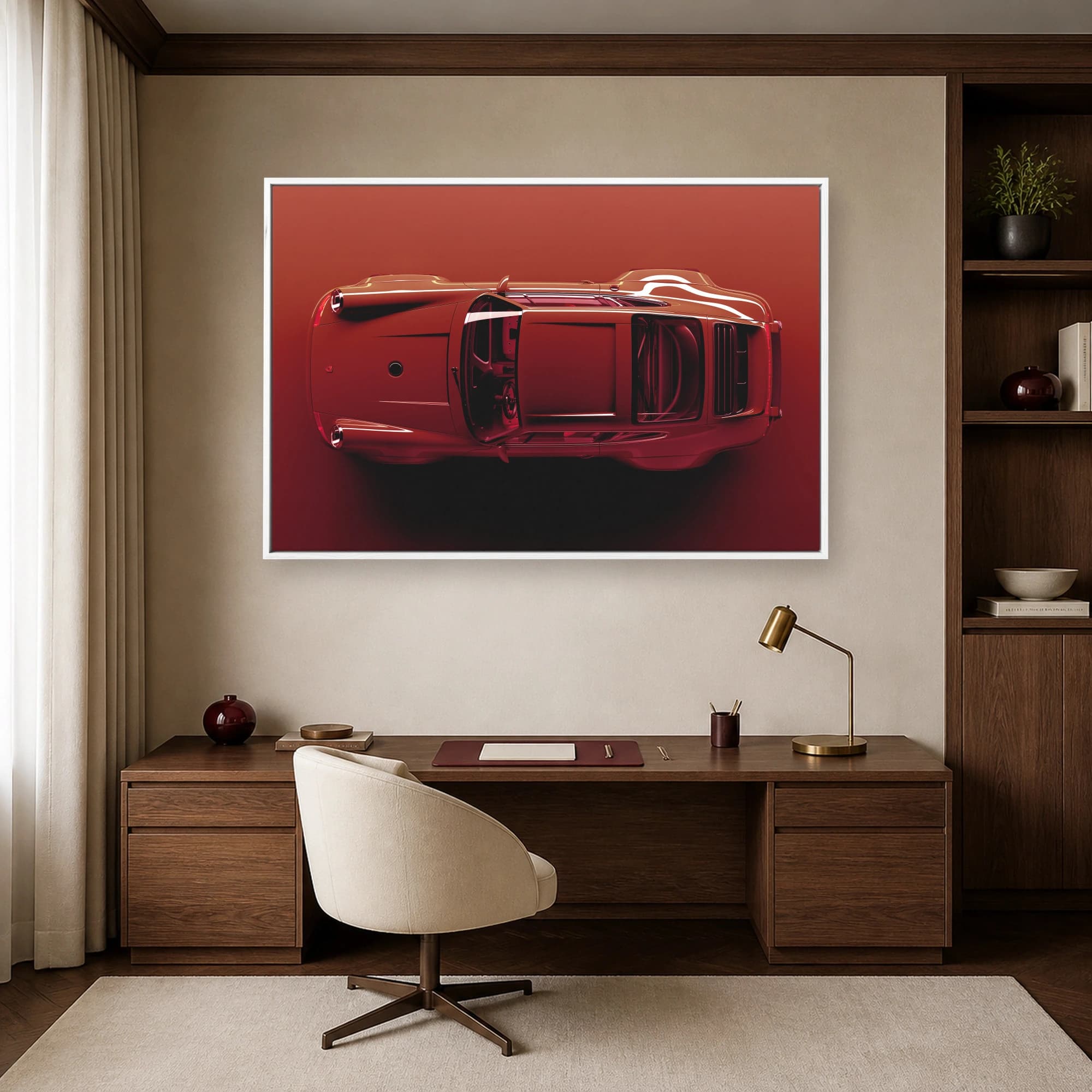 Red Porsche Overhead Sports Car Wall Art, view 4