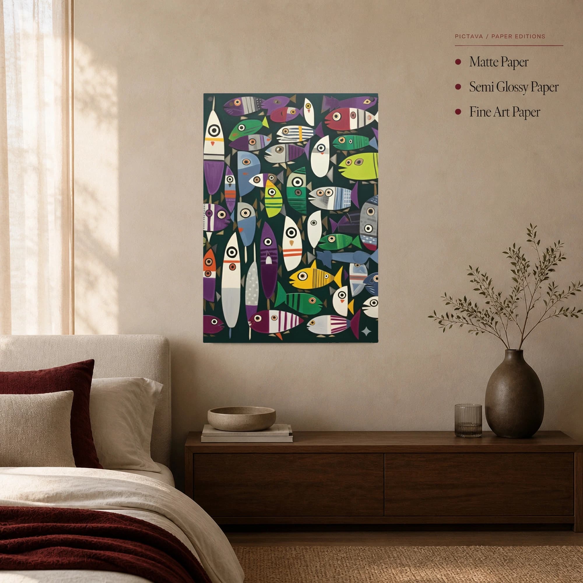 School of Abstract Fish Modern Whimsical Wall Art, view 4