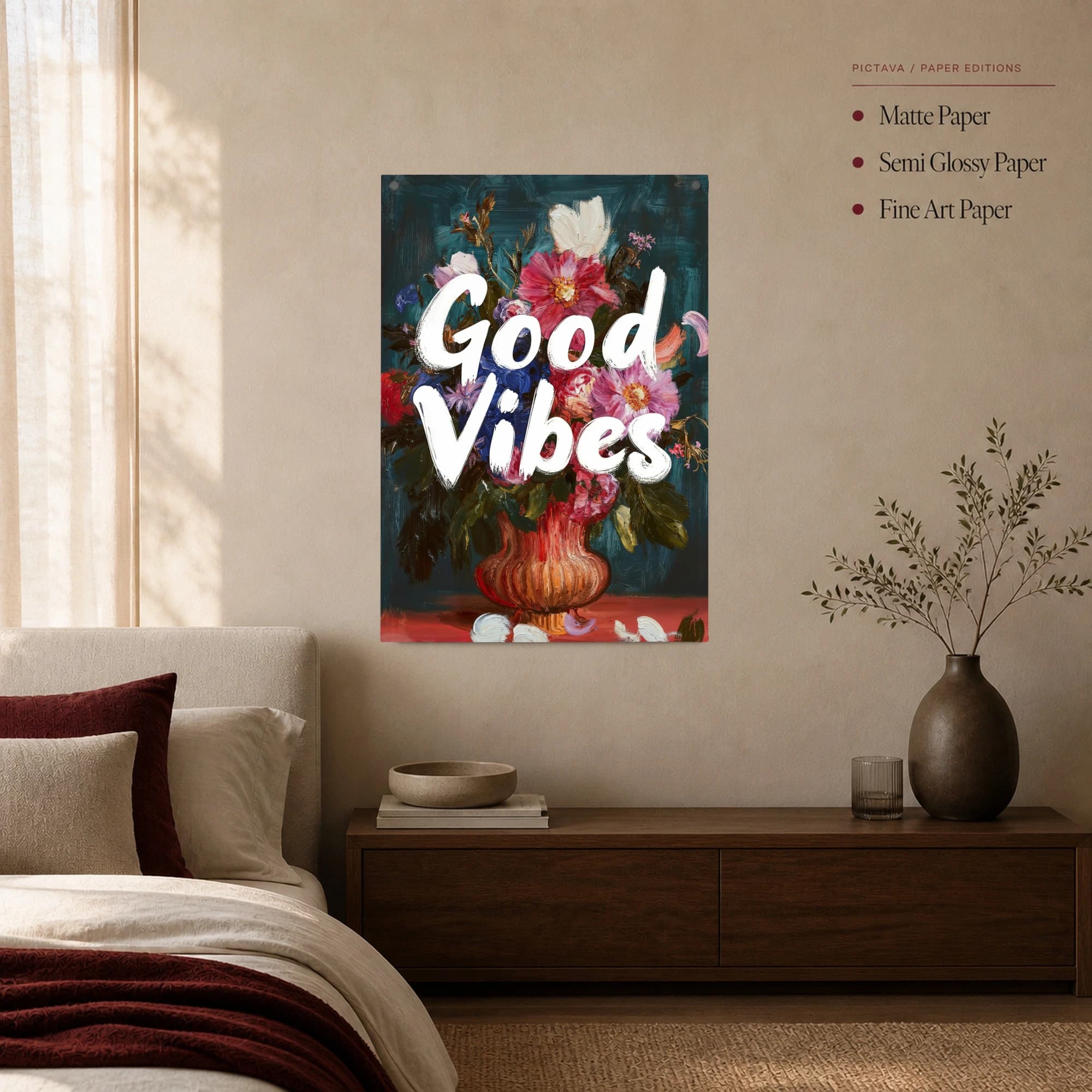 Good Vibes Floral Impasto Painting Wall Art, view 3