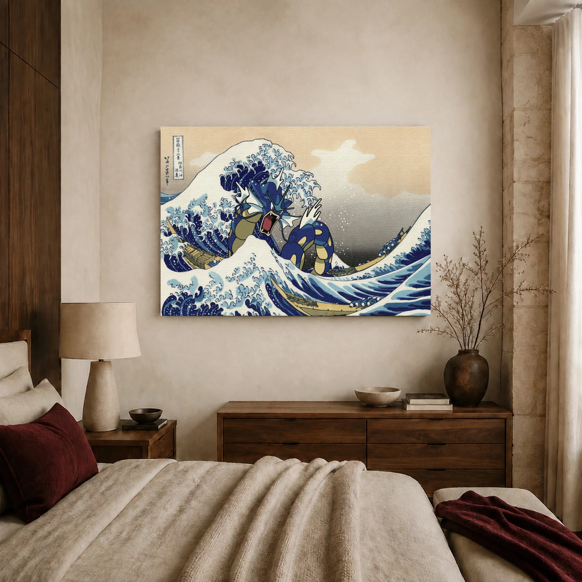 The Great Wave off Gyarados Japanese Woodblock Canvas Print, view 7